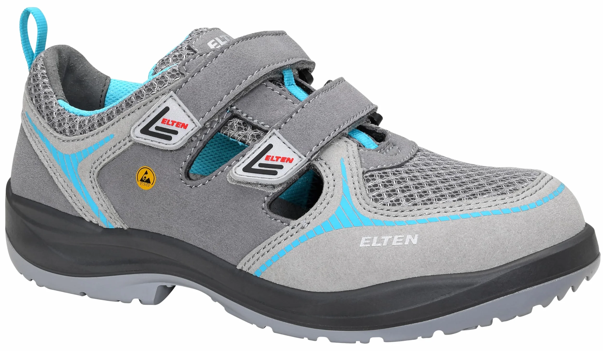 ELTEN Kobiety Elten Sicherheitsschuhe Mila Aqua Easy Esd S1, Damen, Sportlich, Leicht, Grau/Aqua, Stahlkappe, Klettverschlussbuty ochronne