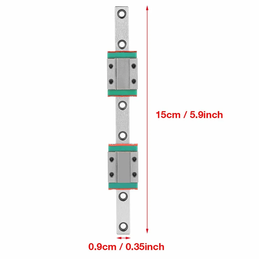 Miniaturowa szyna liniowa prowadnica, MGN9B 150 mm Mini Linear Rail Guide, prowadnica liniowa o szerokości 9 mm, z 2 blokami przesuwnymi MGN9B, odporna na rdzę i wysoka precyzja