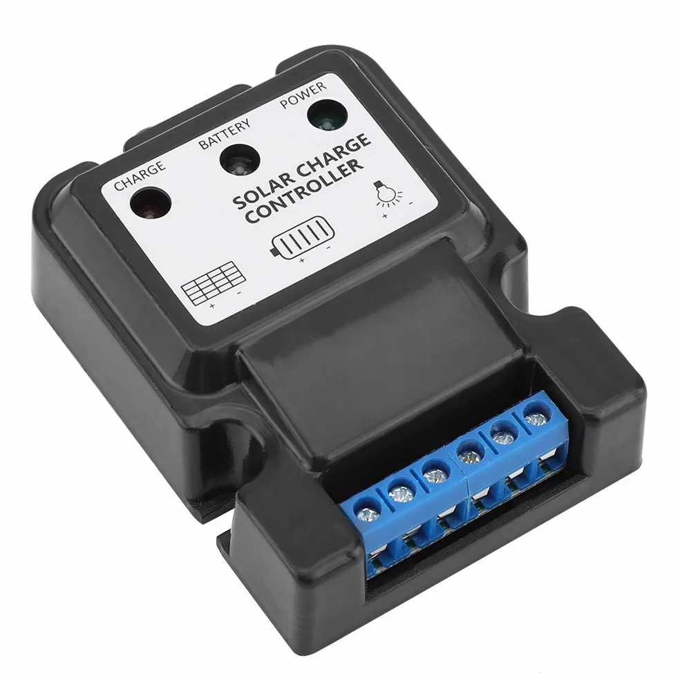Zerodis Kontroler Ładowania Słonecznego PWM Inteligentny Regulator Ładowania Energii Słonecznej 10A 6V/12V DHS-5S6V Czarny