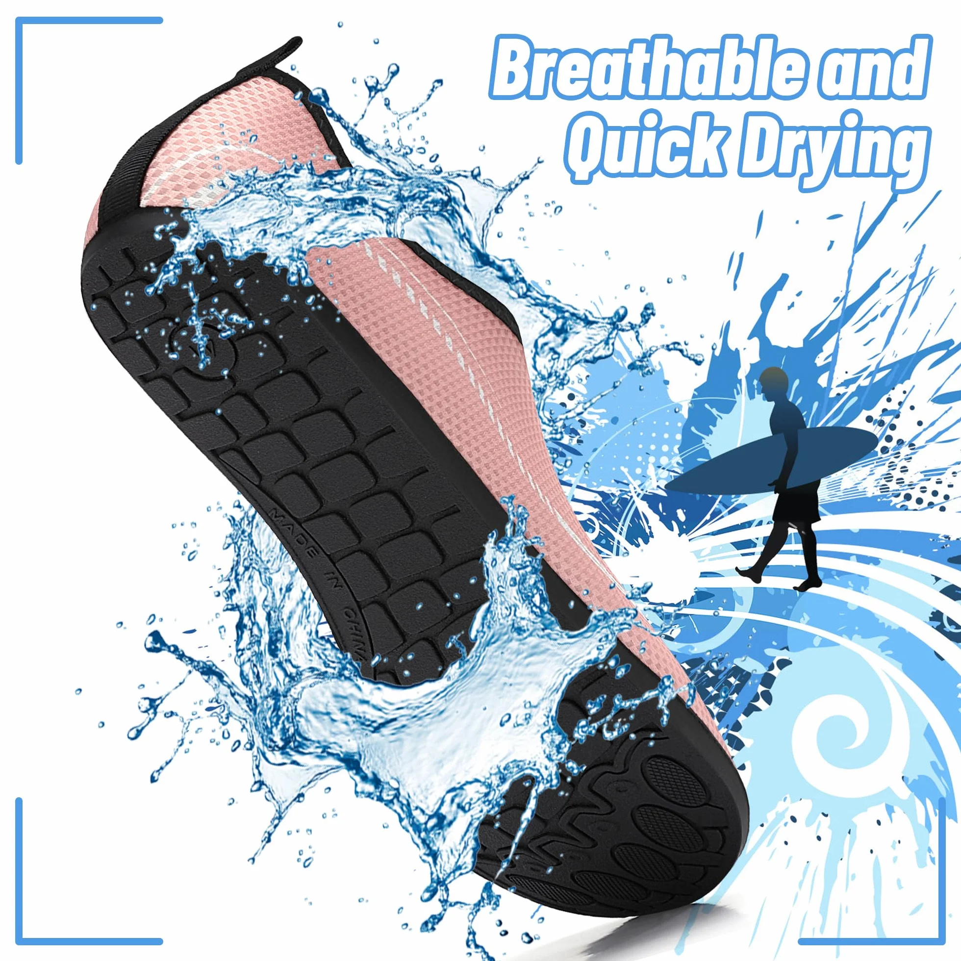 Buty do Wody Water Shoes Buty do SportóW Wodnych Lekkie Buty do PłYwania Buty PlażOwe Buty do Jogi Buty do Surfowania dla Kobiet I MężCzyzn.Różowy, 39EU