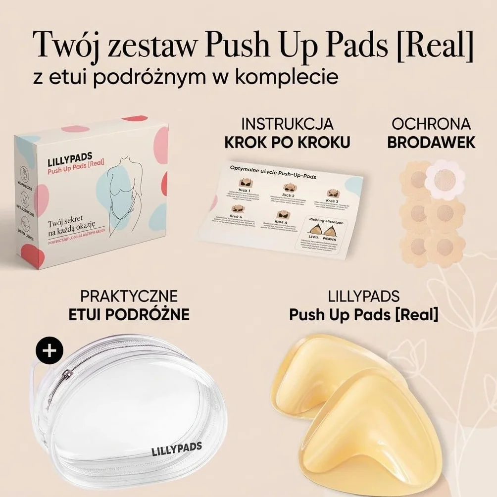Push Up Pads – samoprzylepne wkładki do biustonosza dla efektu push-up – samoprzylepny biustonosz – wielokrotnego użytku do dużych i małych piersi – lepkie silikonowe wkładki do biustonosza