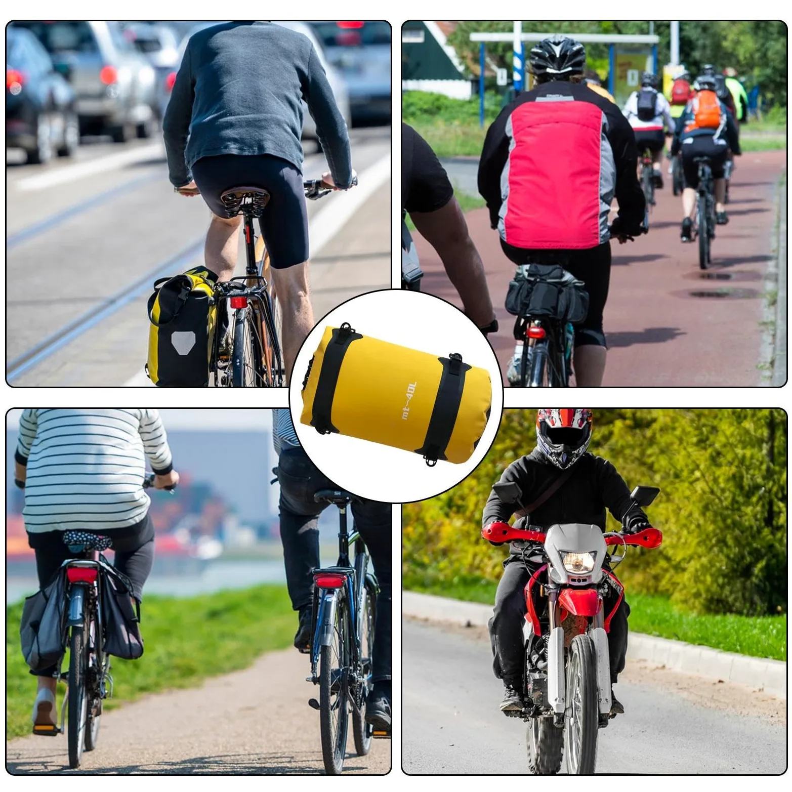 Torba Motocyklowa 40 Litrów Wodoodporny Organizer Bagażowy | Torba Motocyklowa do Roweru, Motocykla, Podróży, Turystyki, Kasku, Sprzętu, Narzędzi i
