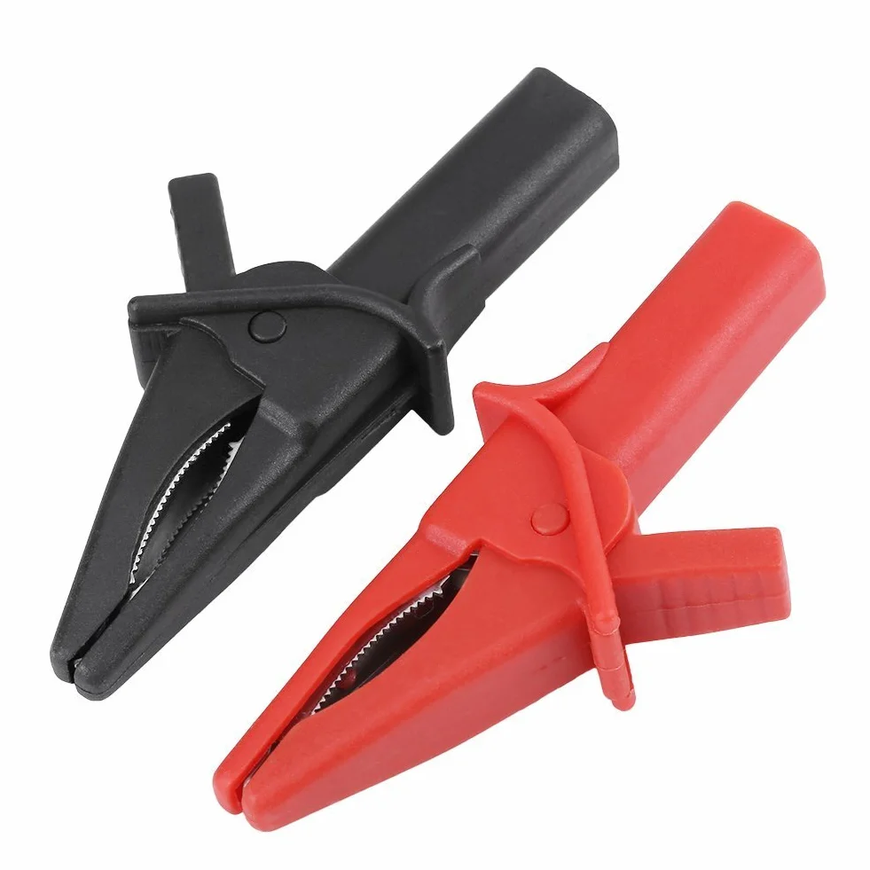 Zaciski krokodylkowe 2 sztuki Złączka DSO3064 HT18A duże delfiny Gator Clip czerwony + czarny do oscyloskopu