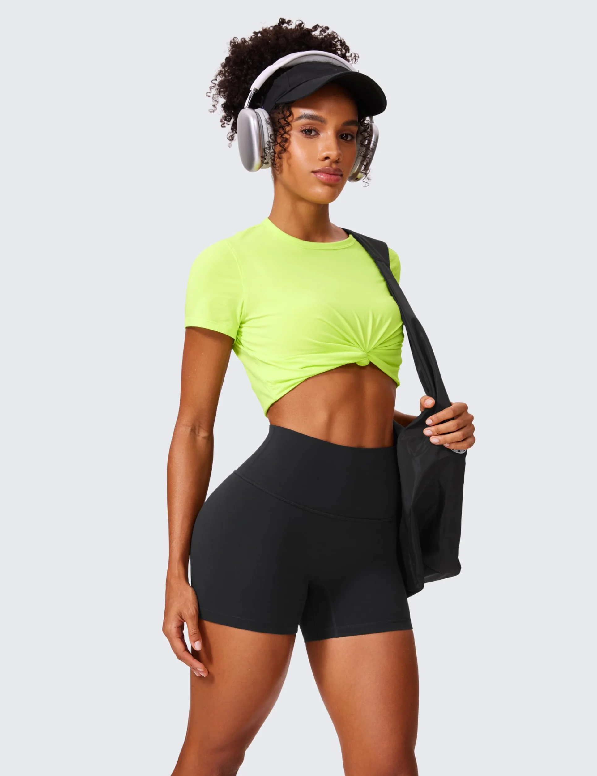 CRZ YOGA Secretsculpt damskie spodenki Butterlift z wysokim stanem i marszczonymi pośladkami 4/6 cale bez przednich szwów trening na siłowni