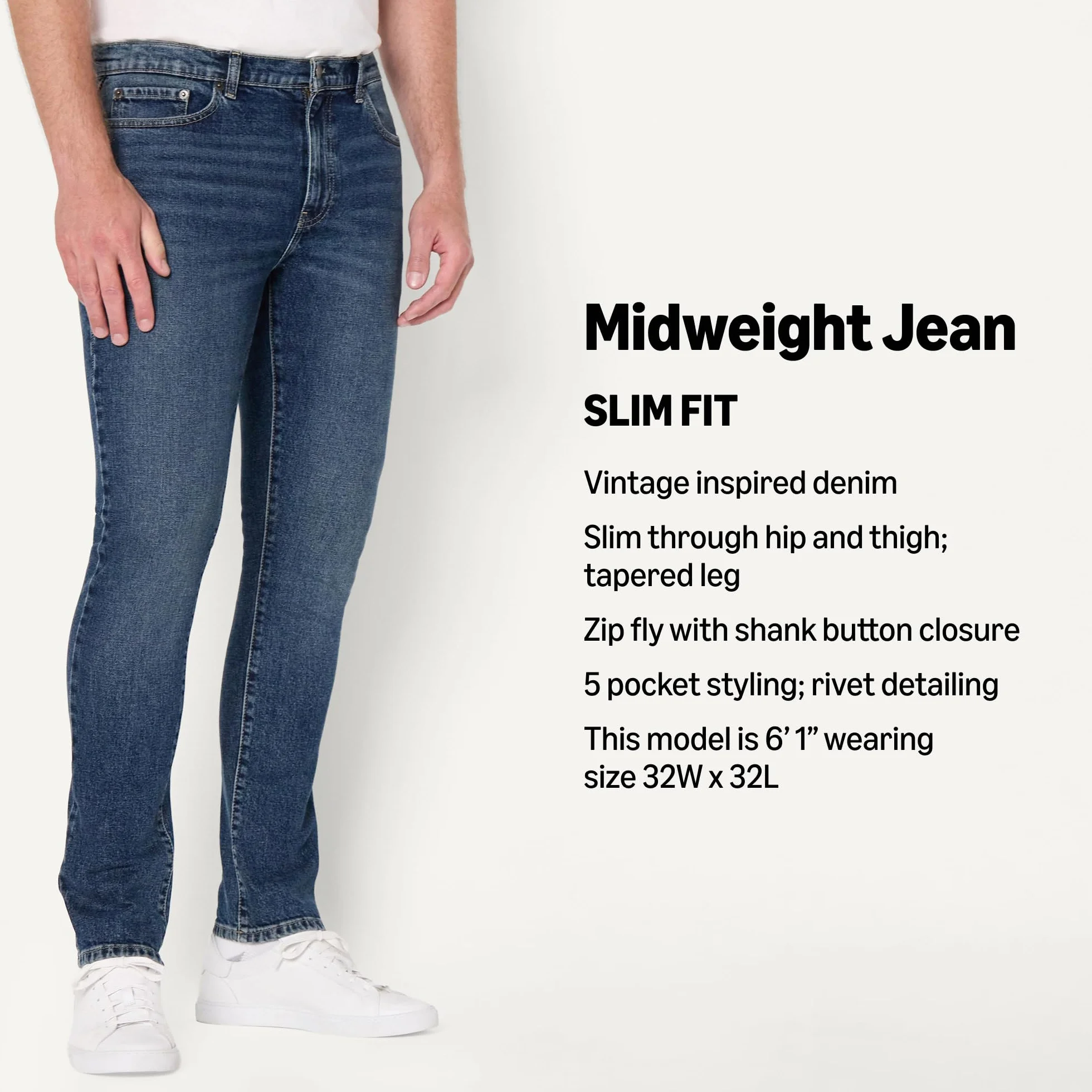 Amazon Essentials Men's Low Stretch Slim-Fit Jean - Męskie dżinsy slim fit o niskiej rozciągliwości Mężczyźni