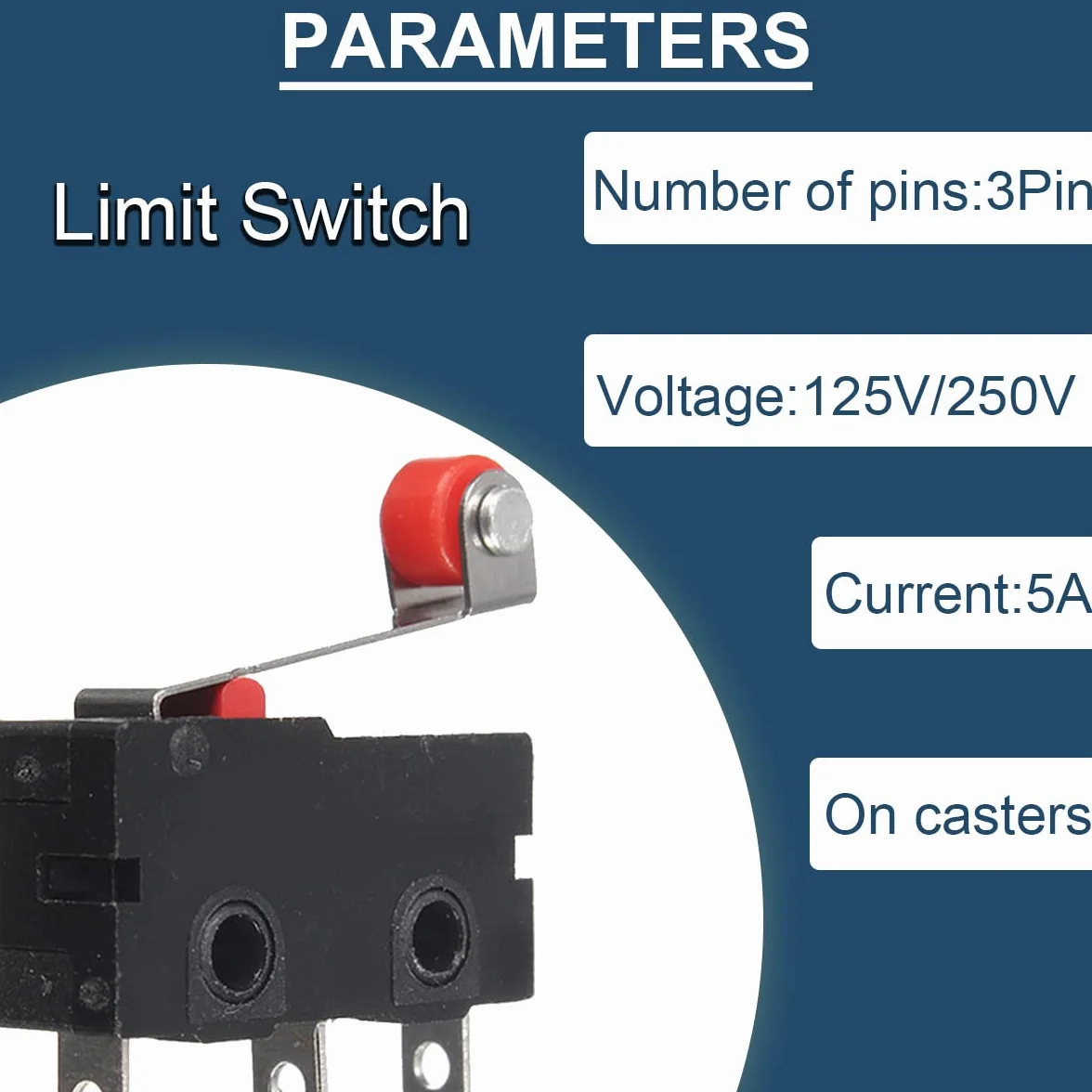 Mikroprzełącznik krańcowy z dźwignią rolkową ramię 3 piny, miniaturowy przełącznik 5 A, 125 V/250 V, do różnych przemysłowych urządzeń automatyki (20 sztuk)