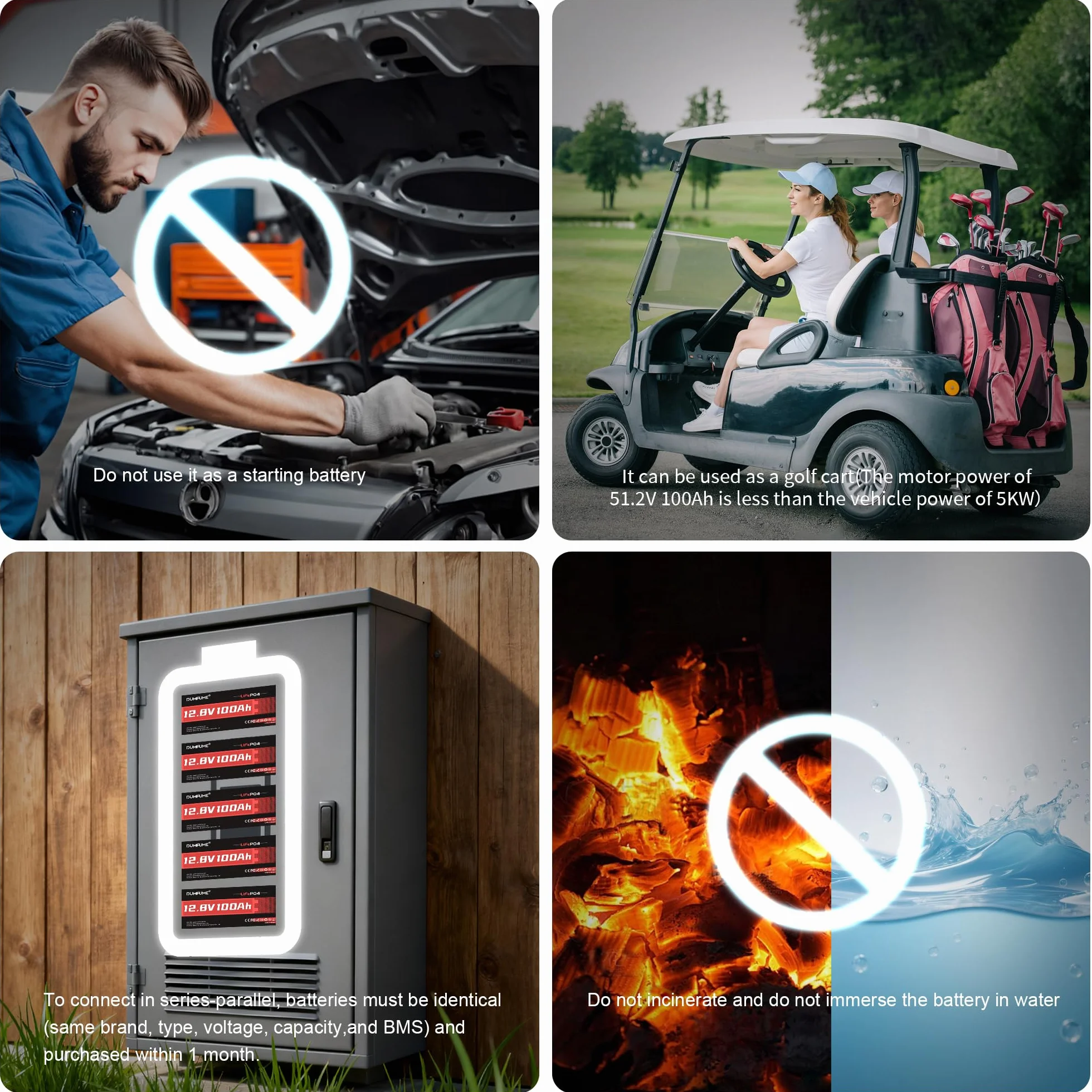 48V 100Ah Bateria Litowa Lifepo4 do Golfowego, Ochrona BMS 200A przed Niską Temperaturą, Bateria 48 Volt wspiera do 5 kW, Perfekcyjna do Wózka Golfowego, Kamperów i Zastosowań Off-Grid