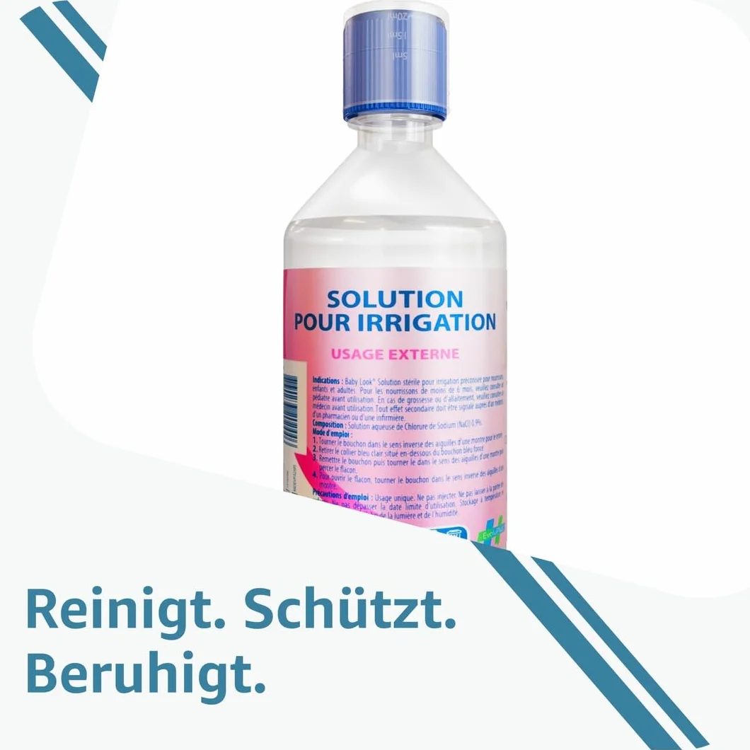 NaCl 0,9 500 ml – izotoniczny fizjologiczny roztwór soli – sterylny – dla niemowląt, do nosa, oczu i oczyszczania ran – sól fizjologiczna z dozownikiem sterylnym, miarka 20 ml w zestawie