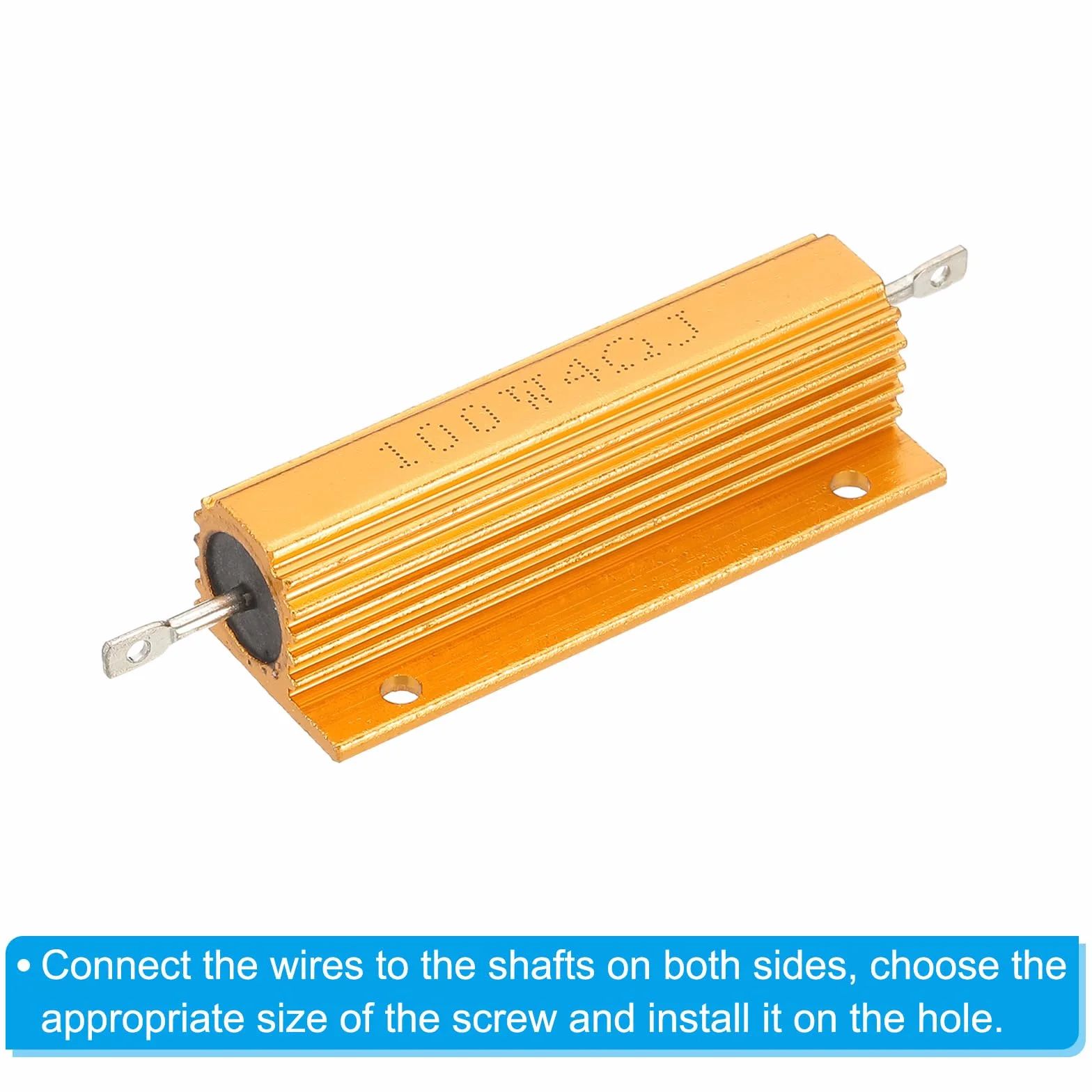 PATIKIL 100W 4 Omy Rezystor w Aluminiowej Obudowie, 4-pak Rezystorów Drutowych w Aluminiowej Obudowie z Gwintowanymi Zaciskami, Rezystor Mocy 5% Tolerancji, Złoty