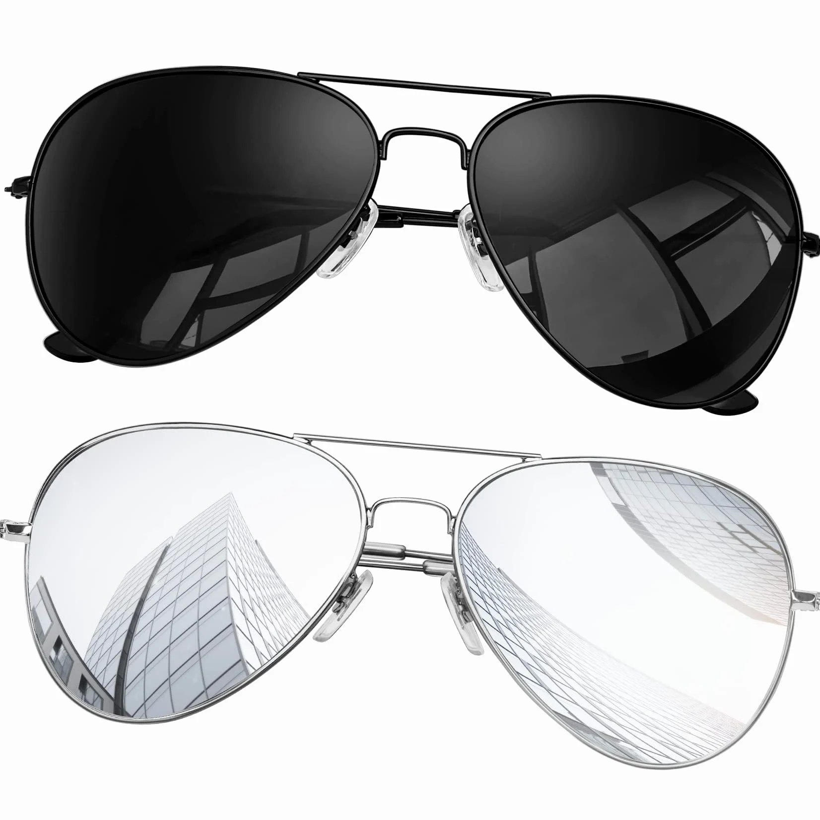KANASTAL Okulary Przeciwsłoneczne Fly Męskie Spolaryzowane, Vintage Duże Lekkie Metalowe Oprawki, 2 Opakowania Okulary Przeciwsłoneczne Damskie Jako Golf Wędkarstwo Outdoor