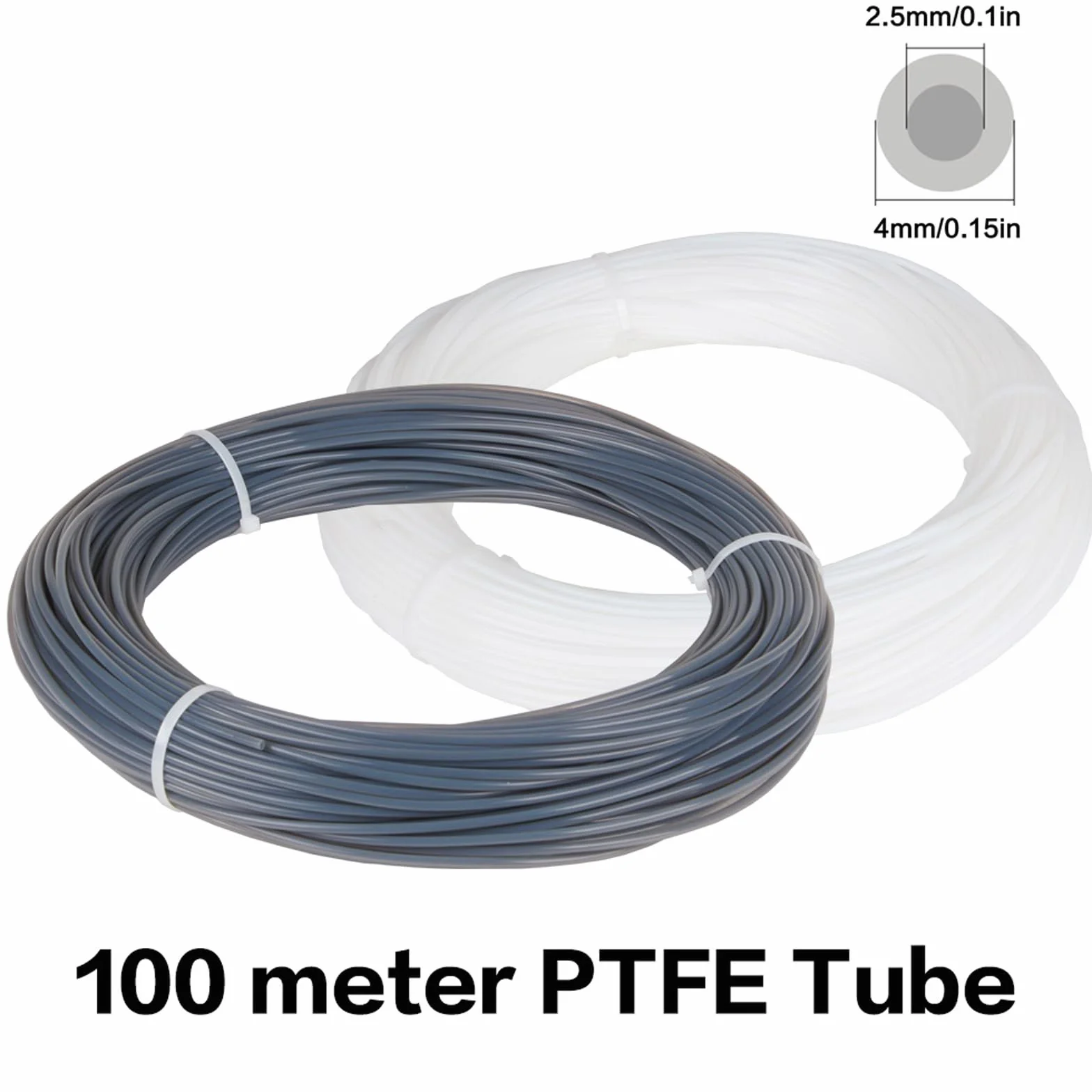 Rurka PTFE do drukarki 3D, 4 mm x 2,5 mm, 100 metrów rura teflonto do spójnych przepływów włókien, rurki PTFE