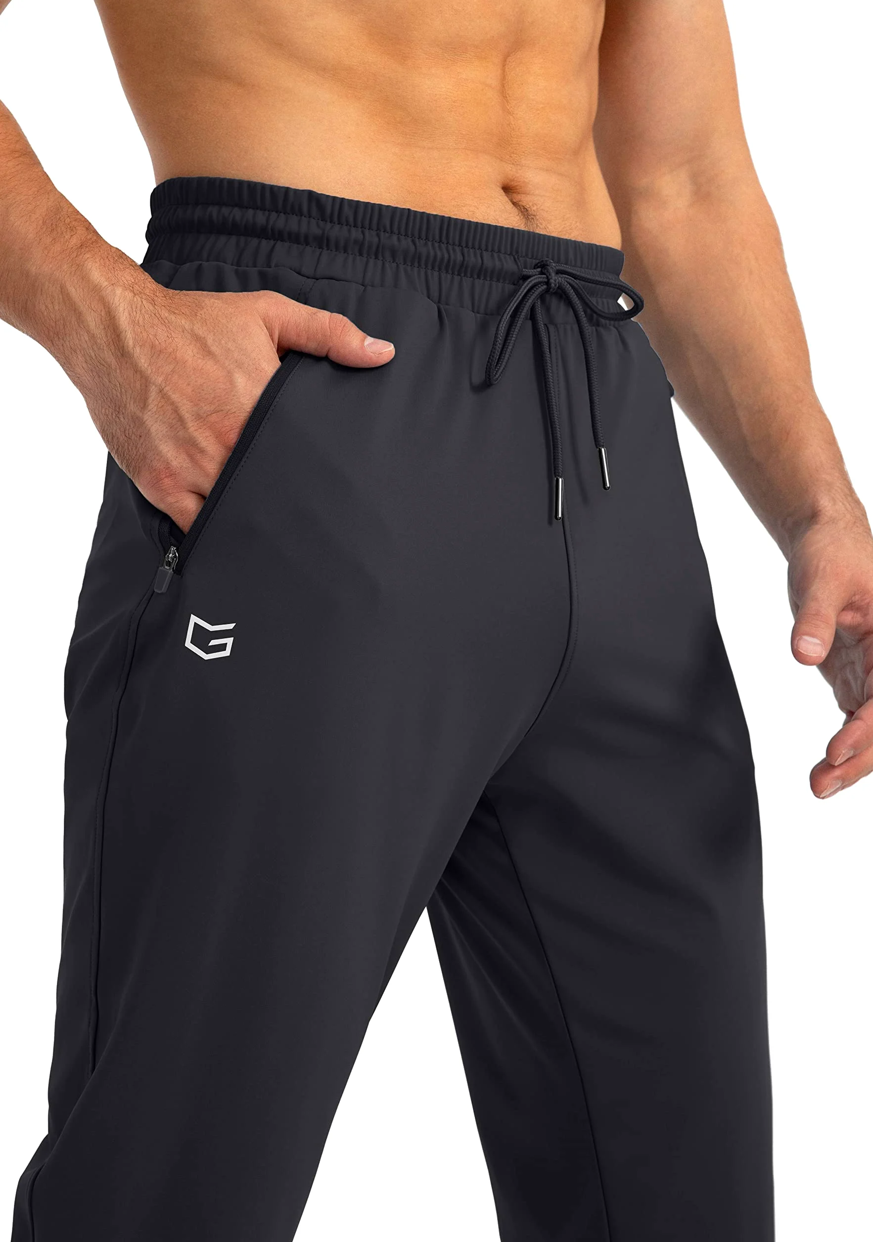 G Gradual Męskie spodnie dresowe z kieszeniami na zamek błyskawiczny, zwężane joggery dla mężczyzn, spodnie sportowe do treningu, joggingu, biegania