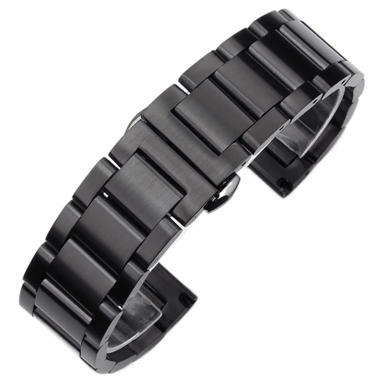 Pasek do zegarka ze stali nierdzewnej 18mm 20mm 22mm 24mm pasek do zegarka metalowy pasek do zegarka dla kobiet paski do wymiany zegarków męskich (polerowany zwart 24mm)