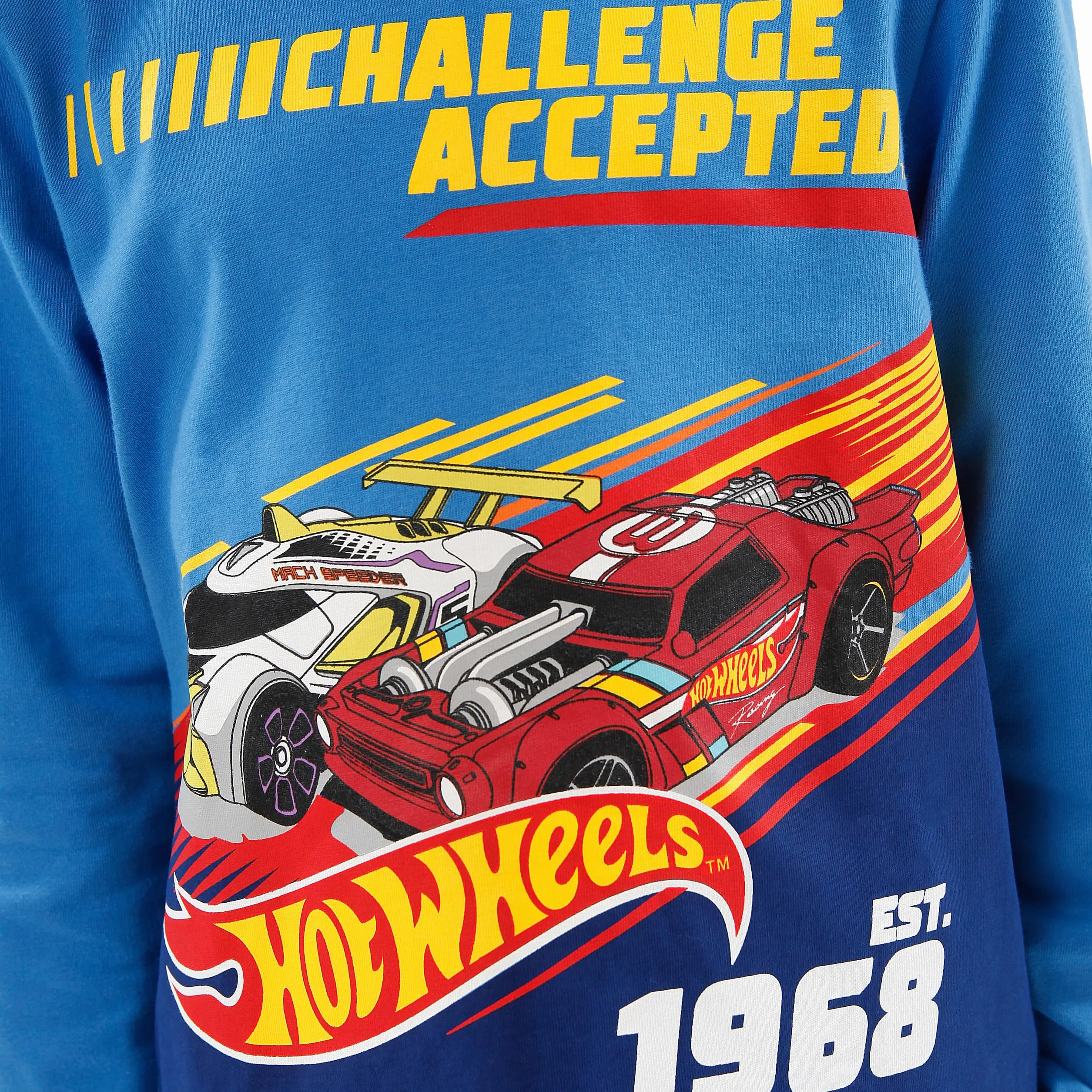 Piżama Hot Wheels | Chłopięca Piżama Z Samochodami Wyścigowymi | Piżama Chłopięca Z Długim Rękawem