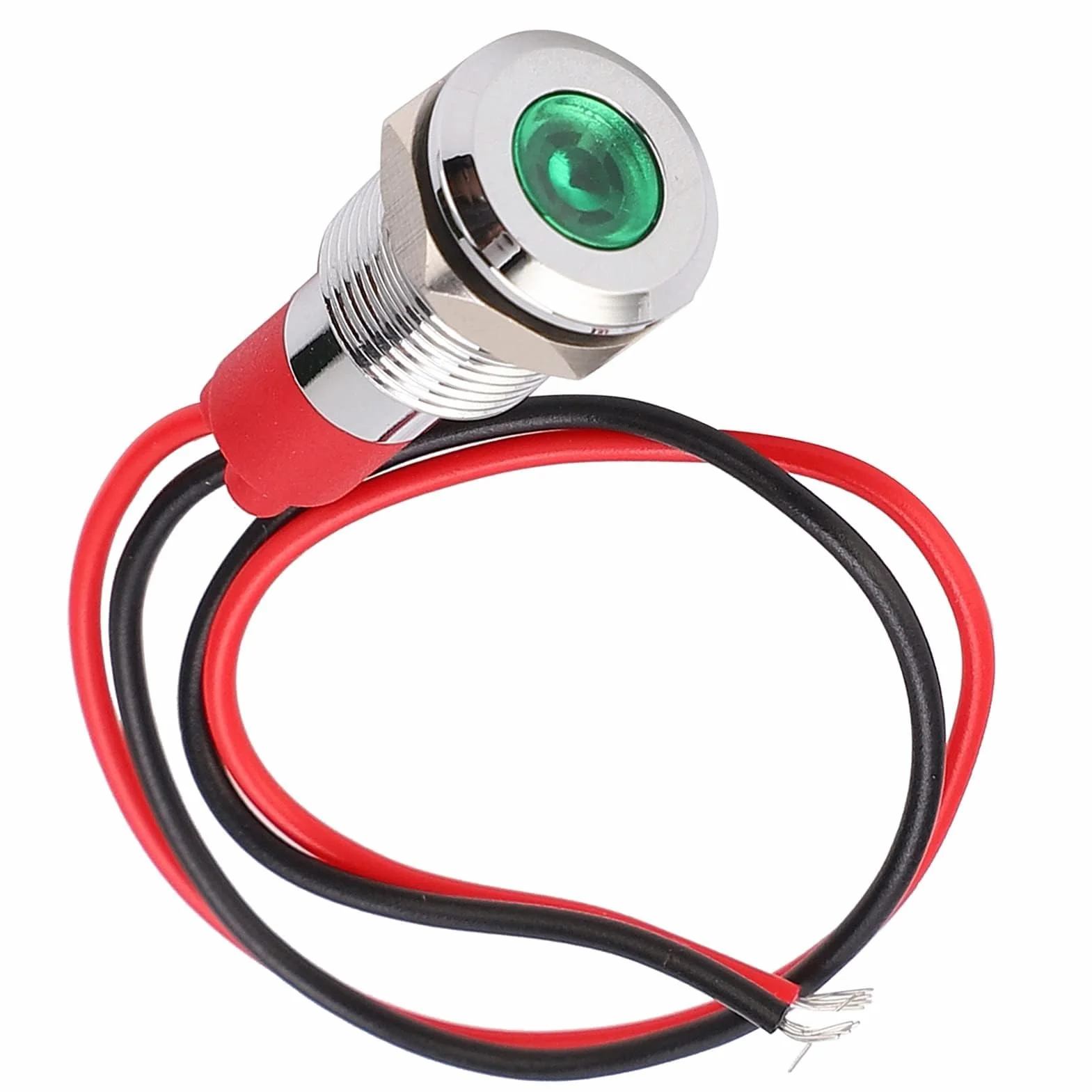 Metalowa Lampka Kontrolna LED Metalowa Lampka Kontrolna LED 10 Mm 220 V, Wodoodporna Zasilanie Mały Przewodowy Mosiądz Niklowany Pyłoszczelna Lampka Sygnalizacyjna 10 Mm Zielony (220 V)