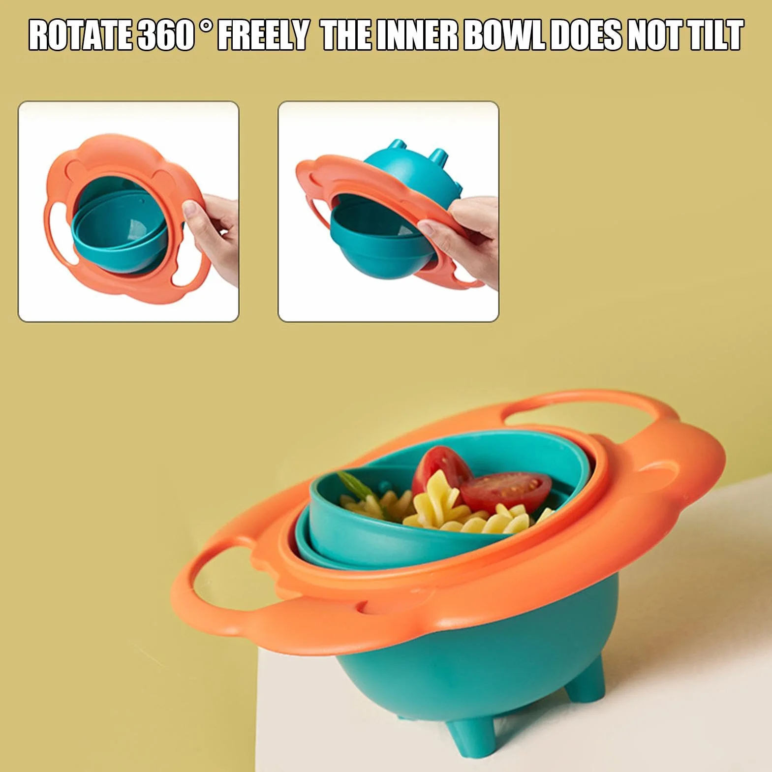Anti Fall Bowl for Kids, Gyroscopic Smooth Bowl, Kids Anti Spill Bowl, Spill Proof Kids Bowl, Best Rotating Anti Spill Bowl Kids and 360 degree Gyroscopic Spill Proof Bowl for Children