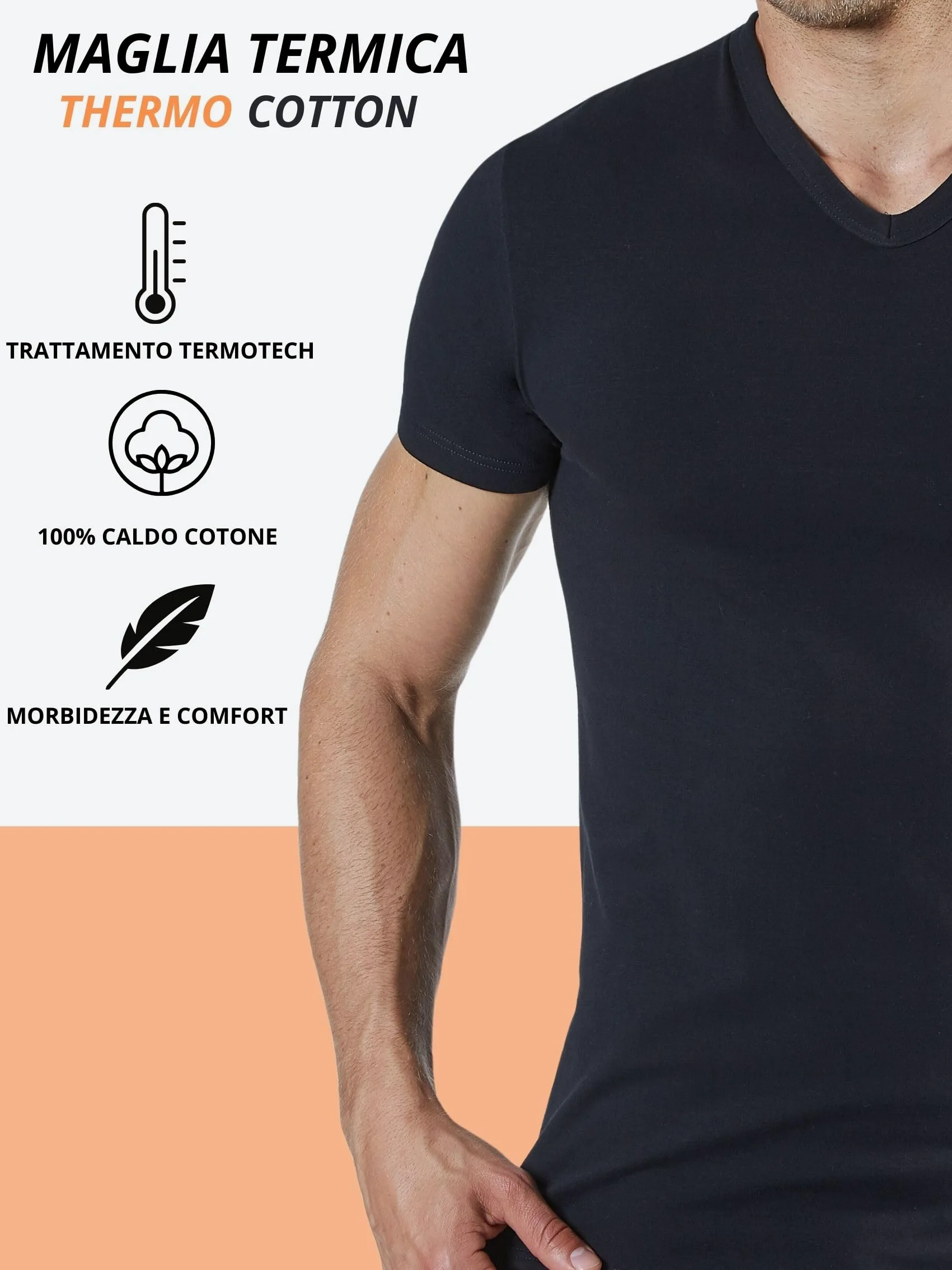 Liabel 2 koszulki termiczne mężczyźni 100% ciepła bawełna Interlock nowa koszulka termiczna mężczyźni w Thermocotton miękkie i parowa bielizna męska bawełna biały lub czarny S-XXL