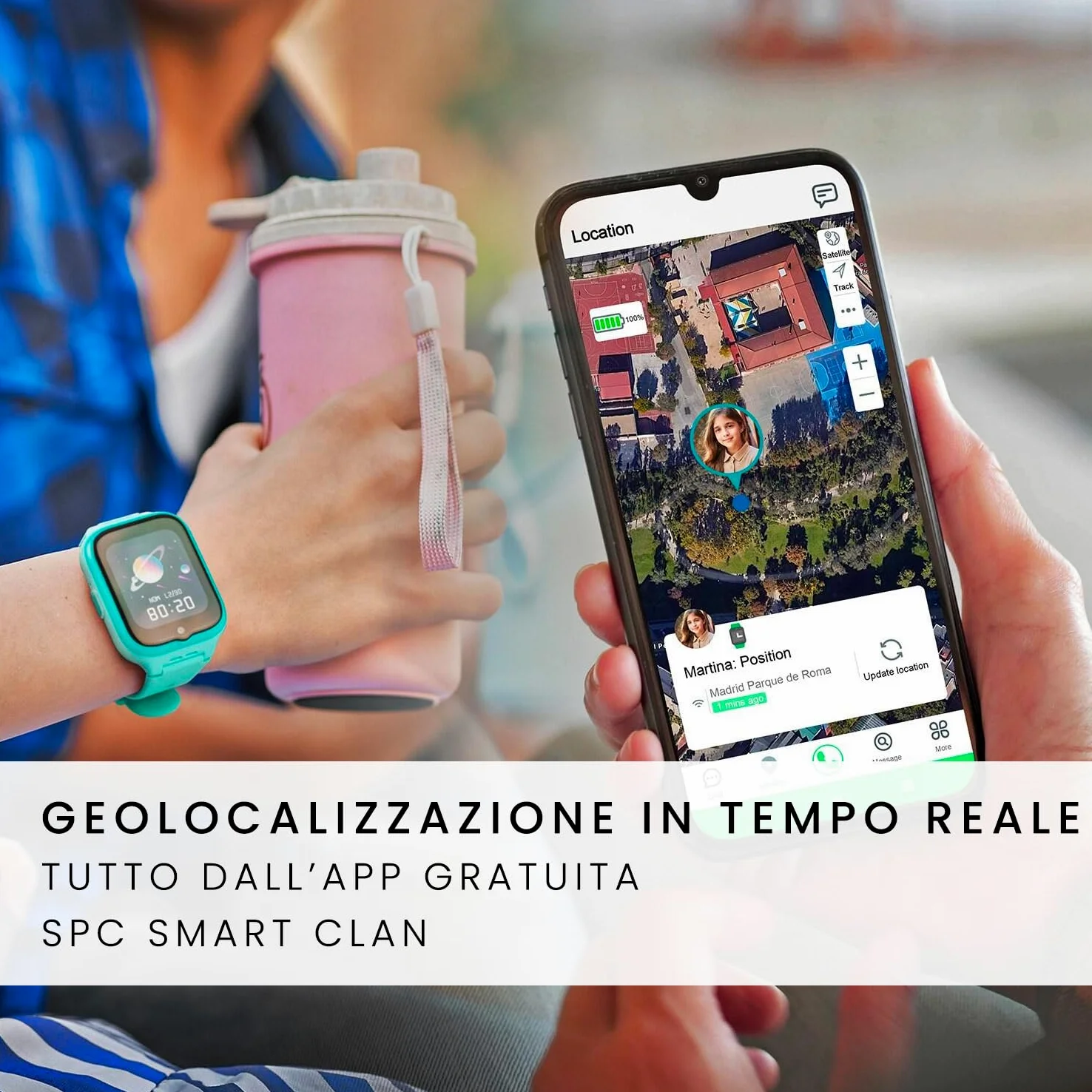 SPC Smartee 4G Kids Smart Watch dla dzieci, GPS, rozmowy wideo i rozmowy wideo, czat rodzinny, tryb szkolny, przycisk SOS, IP68 i zarządzanie smartwatchem w darmowej aplikacji Smart Clan