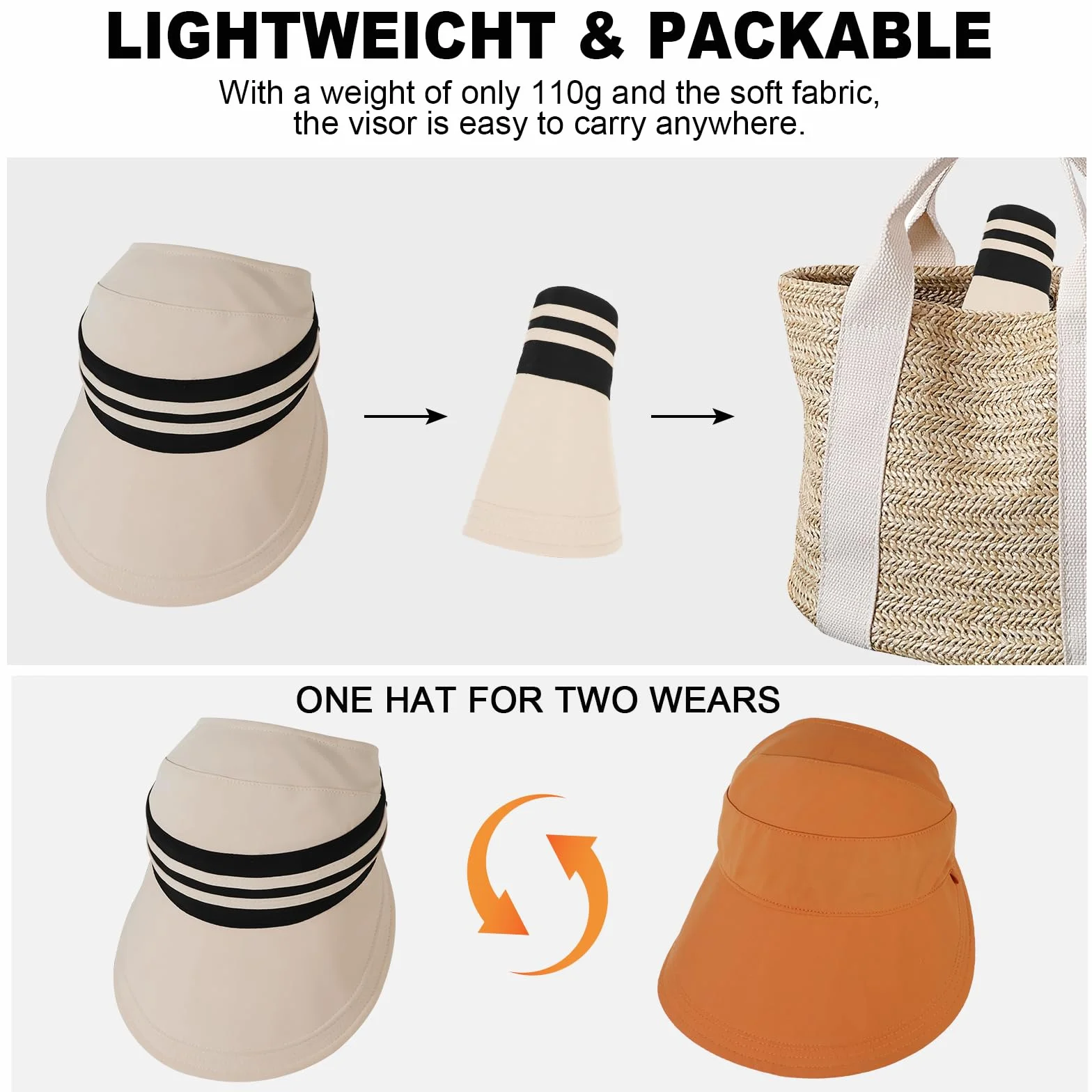 TAGVO Sun Visor kapelusz przeciwsłoneczny UV szybkoschnący oddychający dwustronny