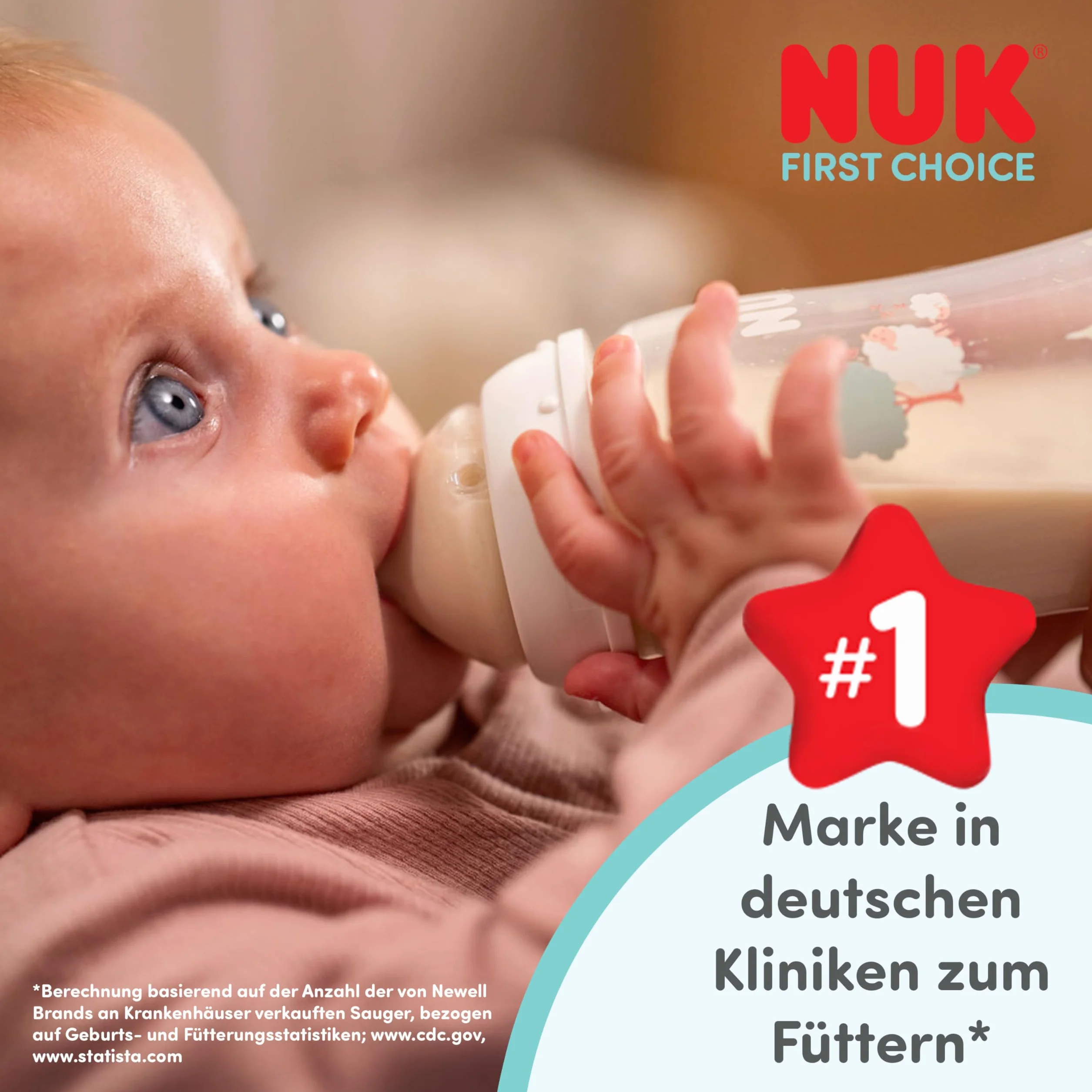 NUK First Choice Butelka dla niemowląt | 3+ miesiące | 240 ml | Butelka przeciwkolkowa | Szkło | Wskaźnik kontroli temperatury | Konik morski | 1 sztuka