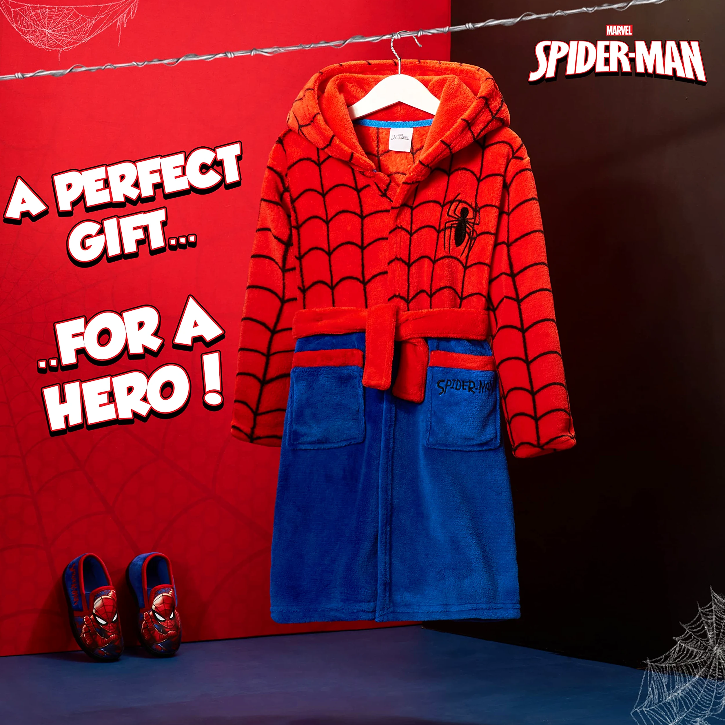 Marvel Szlafrok chłopięcy, puszysty szlafrok Spiderman