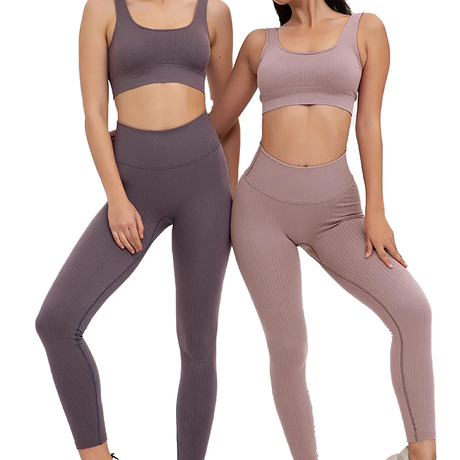 Zestawy biustonosza sportowego, bezszwowe, 2-częściowe dla kobiet, legginsy, spodnie do jogi, wysoka talia, strój fitness, trening, bieganie, różowe 1, S