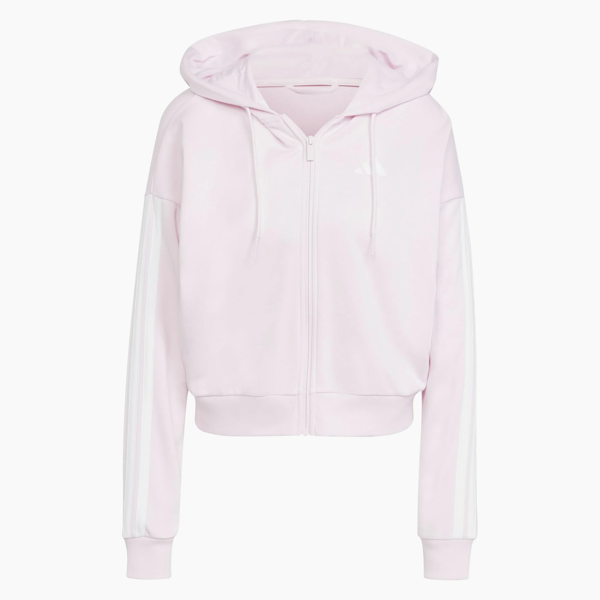 adidas Kobiety ESSENTIALS 3-STRIPES FRENCH TERRY FULL ZIP HOODIE, Clear Pink/White, S
