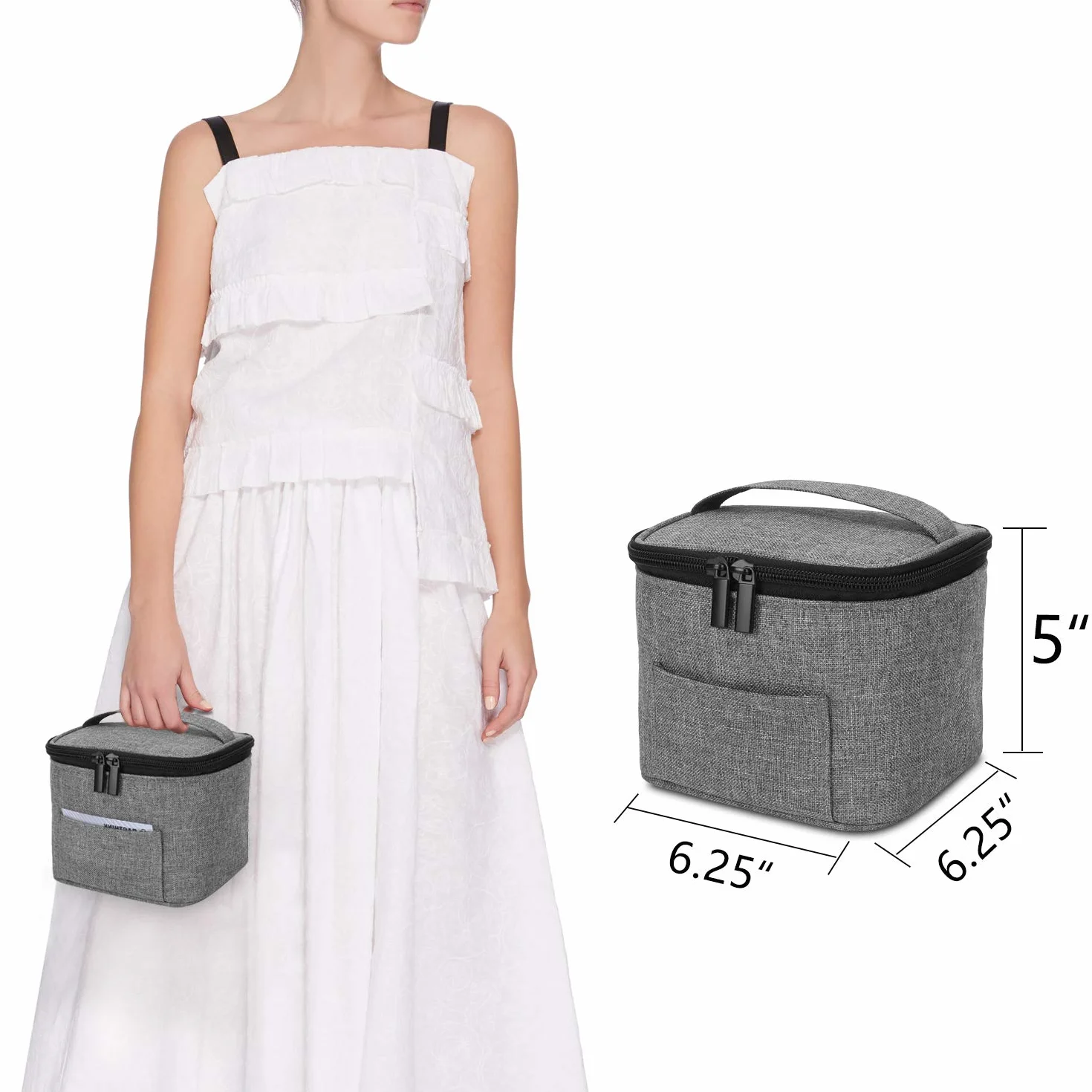 Luxja Torba chłodząca na 4 butelki na mleko matki (150 ml), szczelna torba do transportu mleka (butelki dla niemowląt 120-150 ml), szara