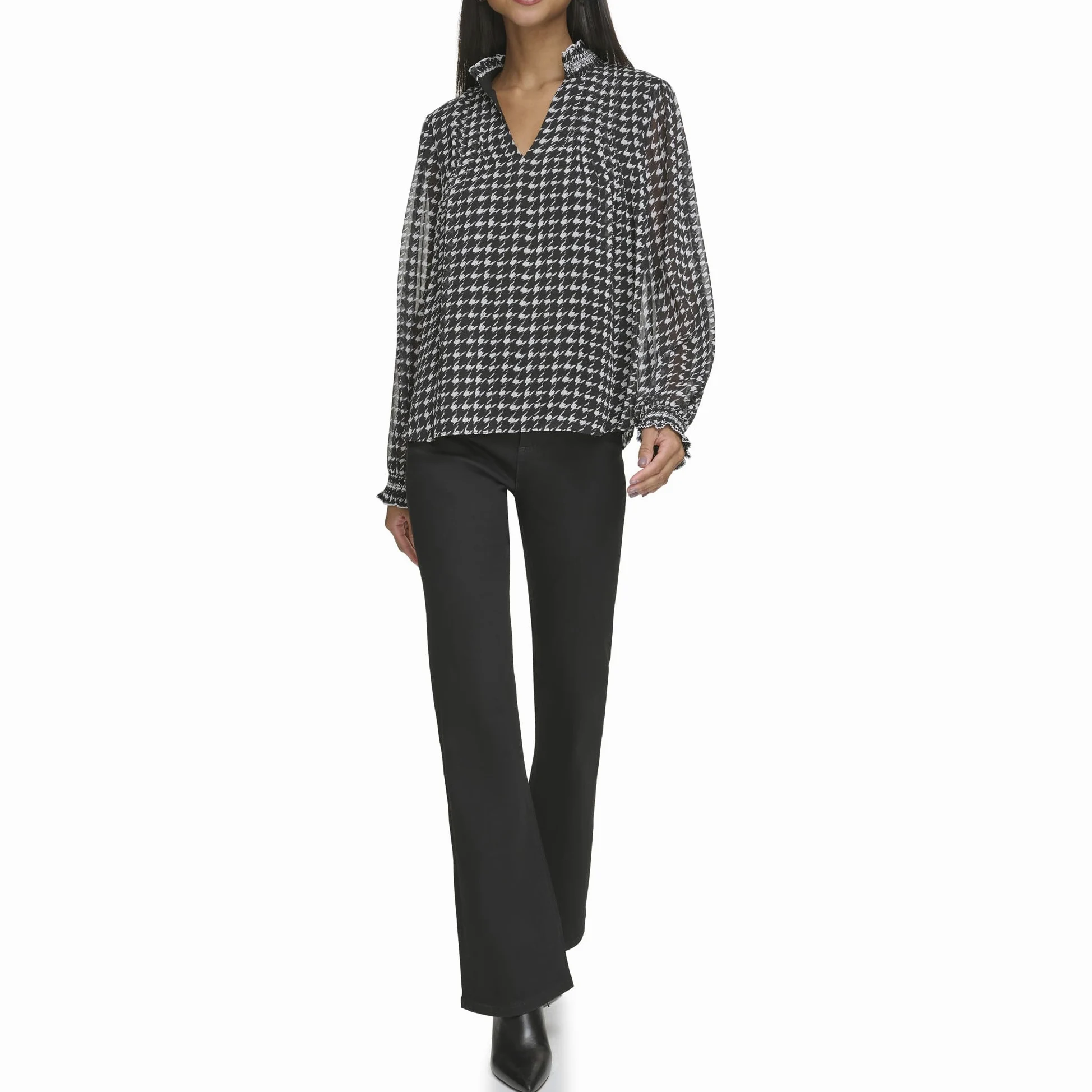 Karl Lagerfeld Paris l3hah560-xsf-s koszula damska, czarna/biała, mała, czarno-biały, S