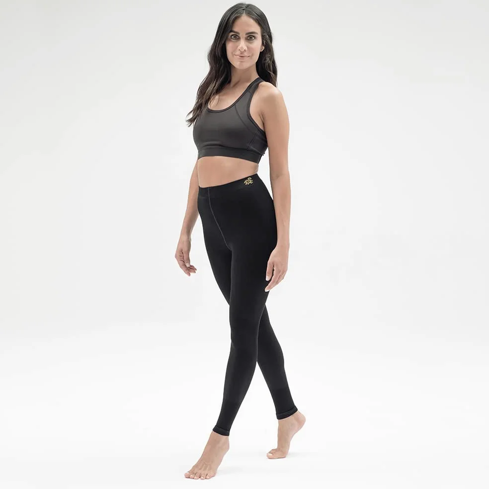 SOLIDEA Legginsy Damskie Push Up Be You Bamboo Icon | Legginsy Stopniowa kompresja 15/21 mmHg, Legginsy sportowe Damskie Push Up, Legginsy lakiernicze, Nero, 44