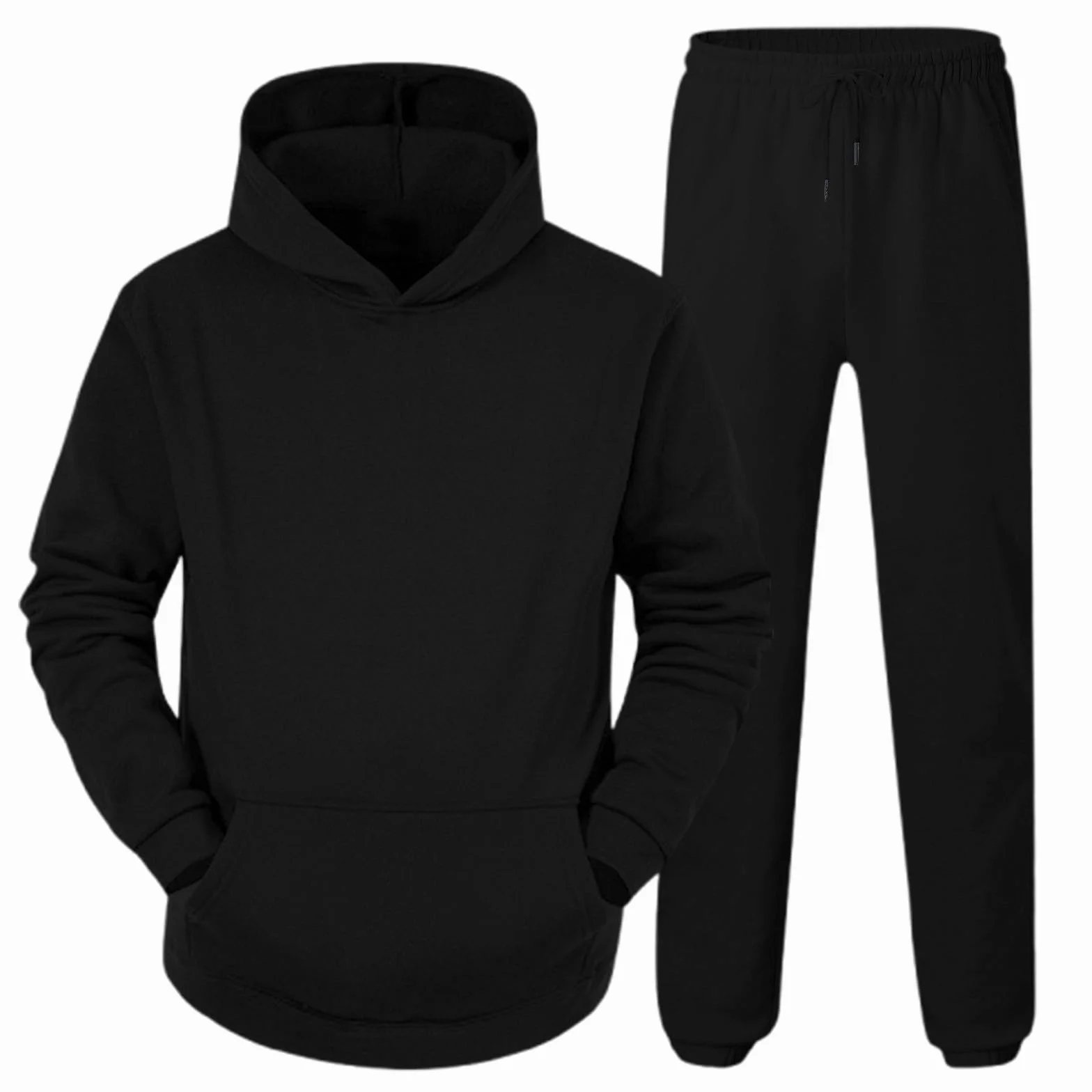Generisch Męski dres do joggingu, oversize, bawełniany, modny, jednokolorowy, 2-częściowy zestaw z kapturem i spodniami do biegania, wygodny, oddychający strój rekreacyjny, na siłownię, fitness