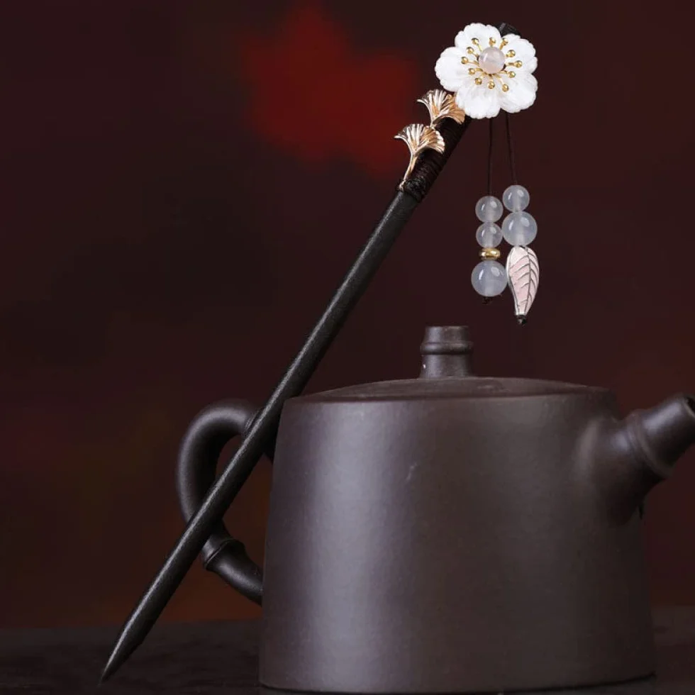Chignon Pin Hair,Hair Sticks,Wood Hair Sticks Shell Flower Decorative Hair Chopsticks for Thick Hair Handmade Elegant Hair Pins Stick Chinese Classical Wooden Chopsticks