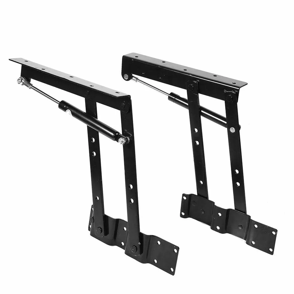 Zestaw zawiasów hydraulicznych, 2 sztuki, składana rama podnoszenia stolika kawowego, rama biurka stojącego, czarna, maksymalne obciążenie 50 kg, ochrona przed rdzą