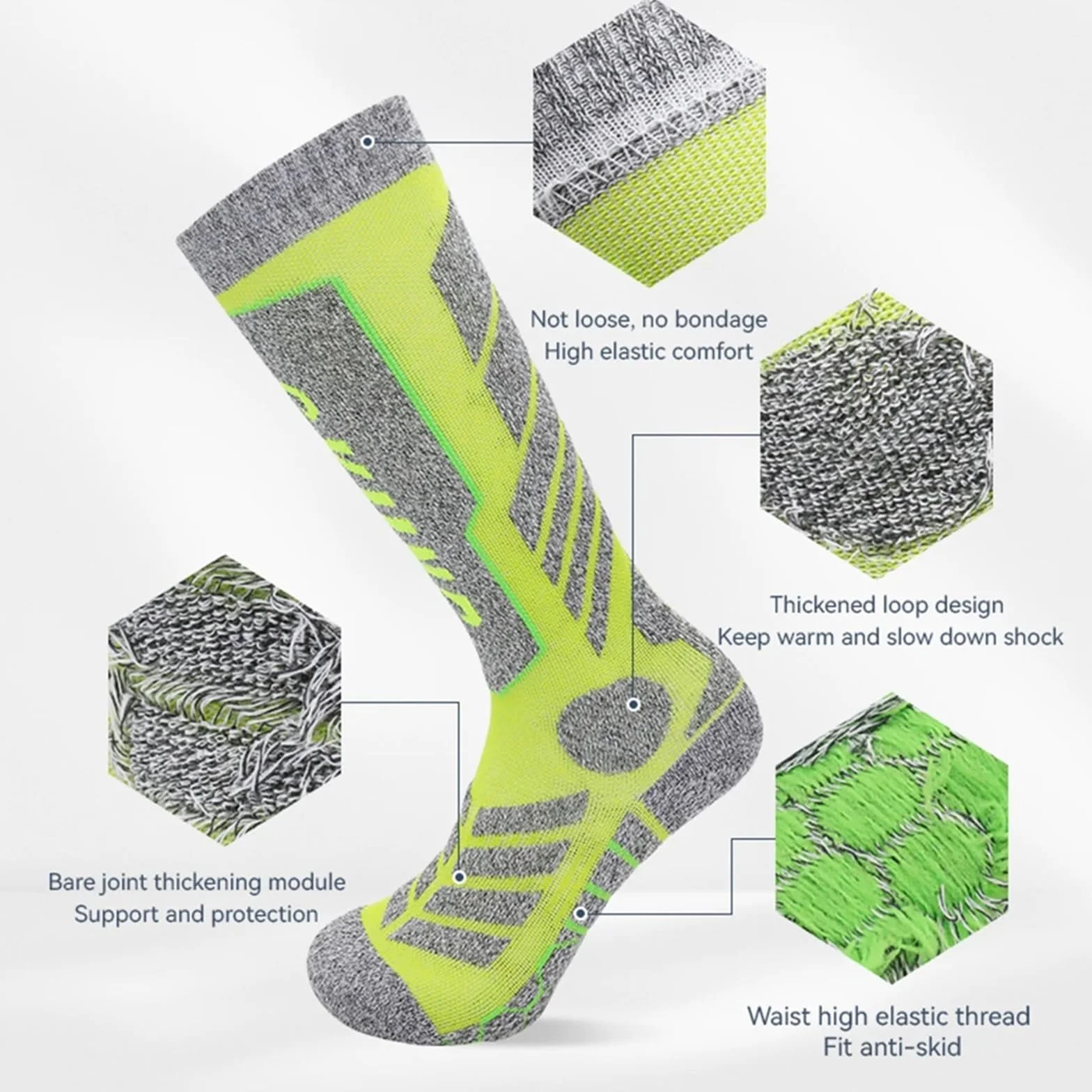 Fashion Thermal Ski Socks for Men – Thick Cotton Sports Compression Socks for Skiing, Snowboarding, Cycling, & Soccer