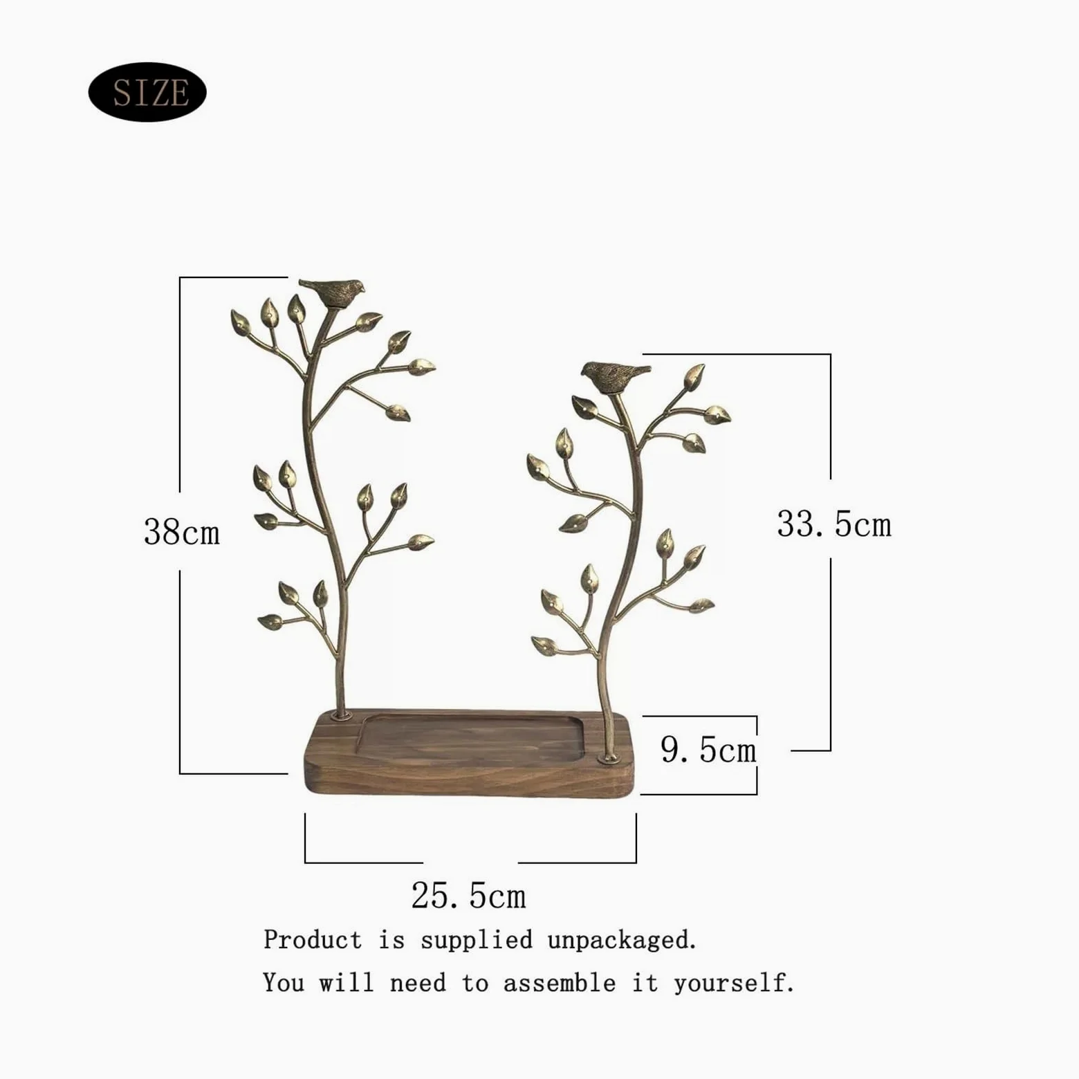 Wieża Biżuteryjna Stojak na biżuterię Dual Tree z drewnianą podstawą Uchwyt