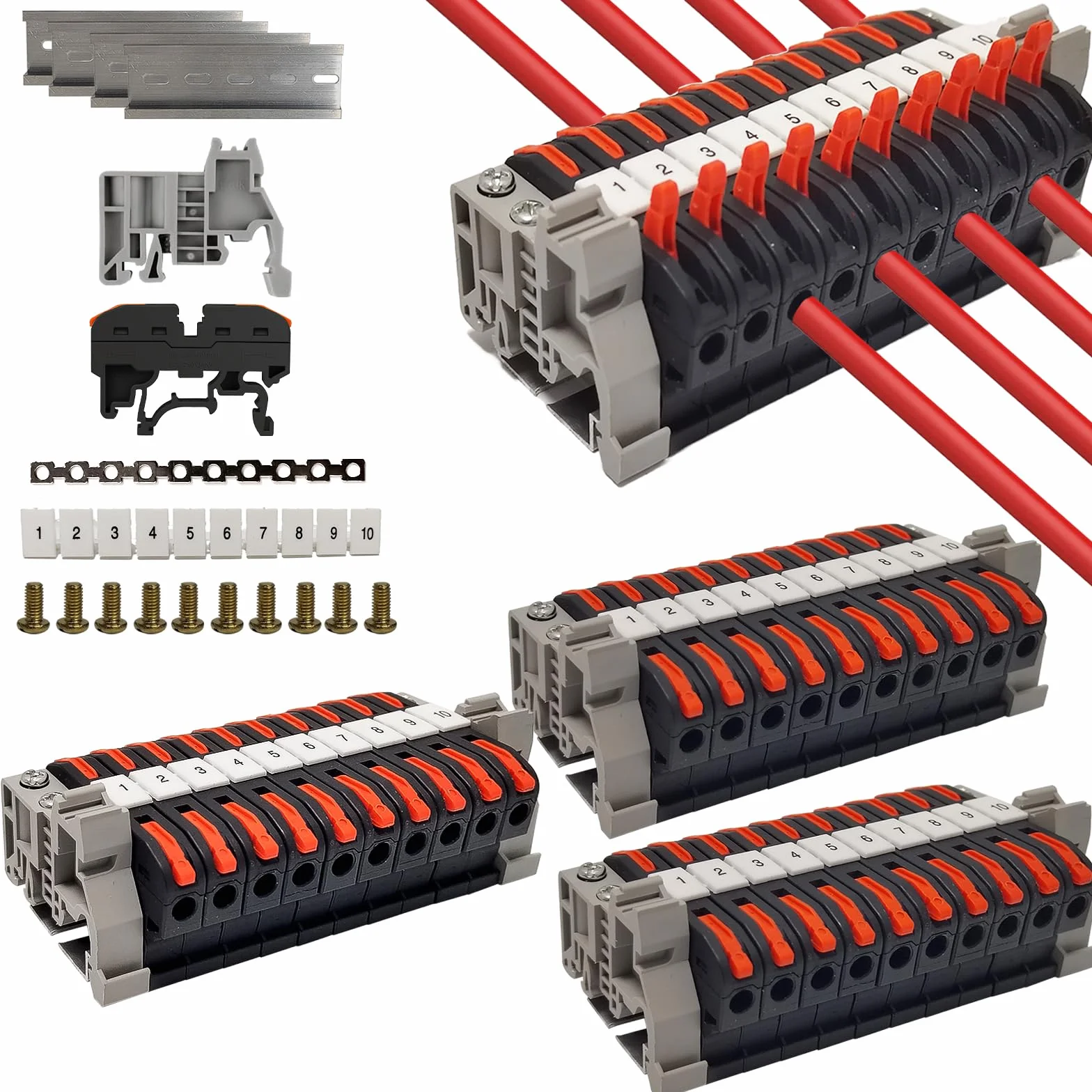 40 sztuk zacisków szeregowych PCT-211 do szyny montażowej 0,08-4 mm², blok zaciskowy, zestaw do szybkiego okablowania, elektryczny blok przyłączeniowy