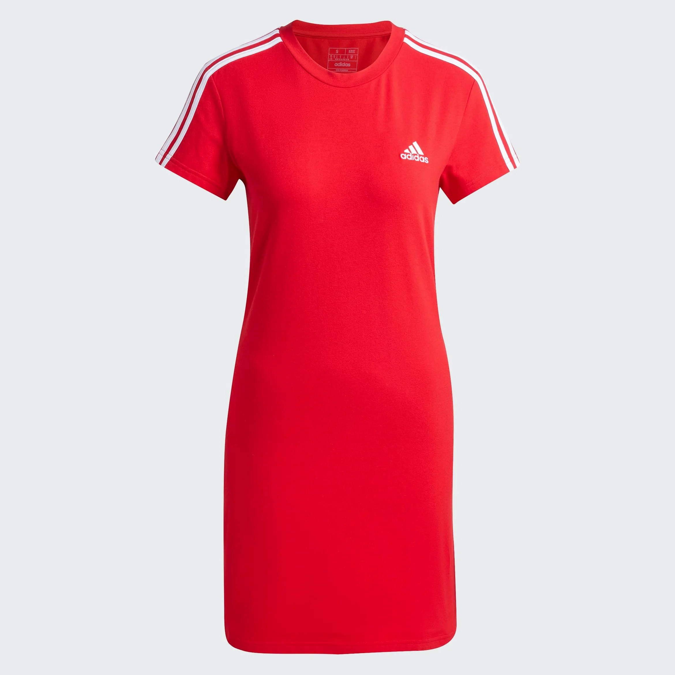 adidas Kobiety Essentials 3-Stripes Single Jersey Fitted Tee Dress, Better Scarlet S23, M