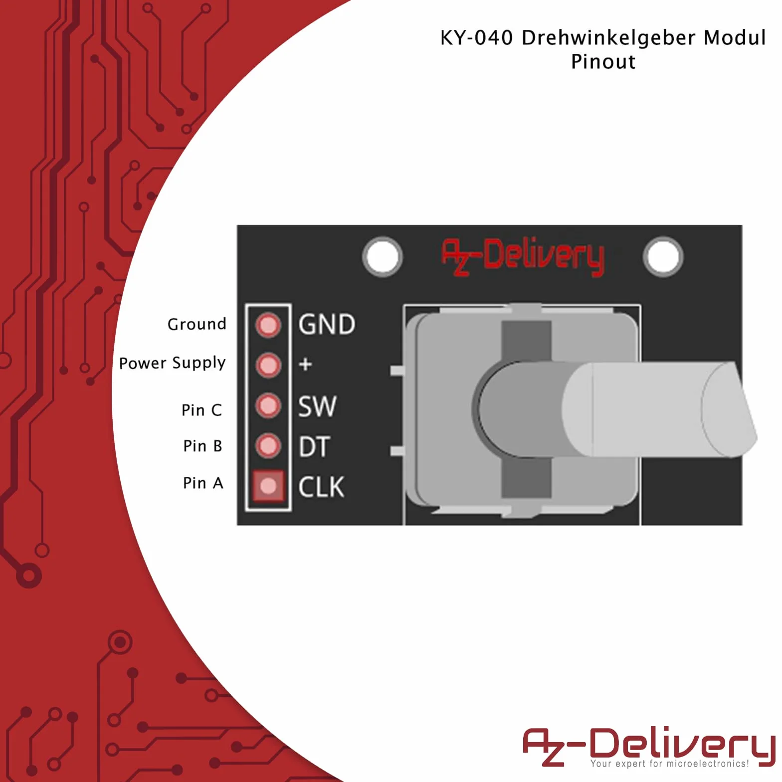 AZDelivery 3 x KY-040 Rotary Encoder Rotary Encoder Moduł, kompatybilny z Arduino i Raspberry Pi w tym E-Book!