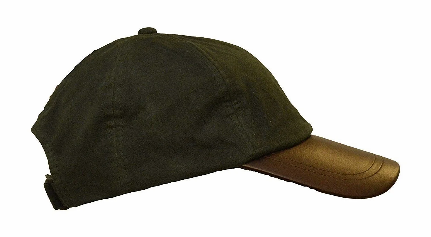 WALKER AND HAWKES Unisex czapka baseballowa z woskowanej bawełny - daszek ze skóry - rozmiar uniwersalny, oliwkowo-zielony, jeden rozmiar