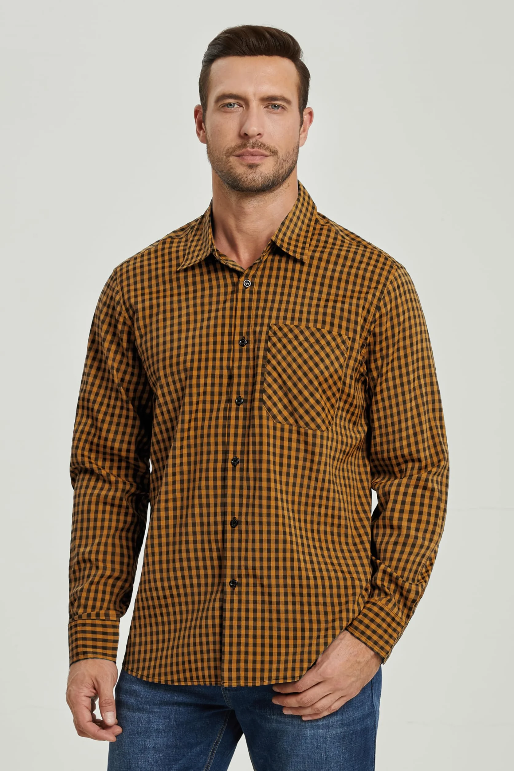 Enlision Koszula w kratę męskie koszule w kratę z długim rękawem zapinana na guziki koszula w kratę klasyczna codzienna tartan drwal koszule dla mężczyzn S-6XL