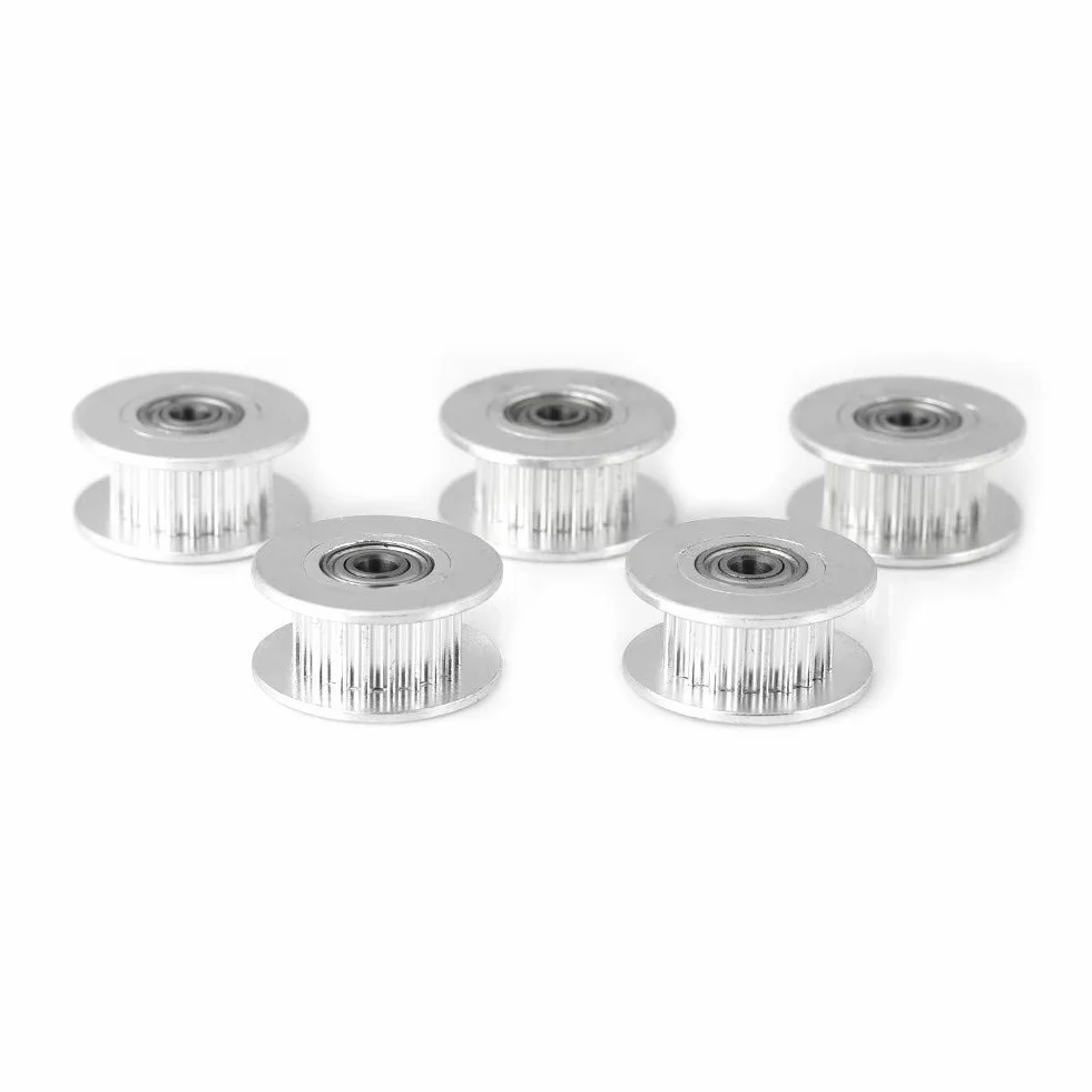 Akcesoria do drukarek 3D, 5 sztuk aluminiowego koła rozrządu 2GT, średnica otworu 3 mm / 5 mm, 16/20 zębów lub bez zębów dla szerokości paska 6 mm / 10 mm (W6 mm, 20T, otwór 3, ząb)