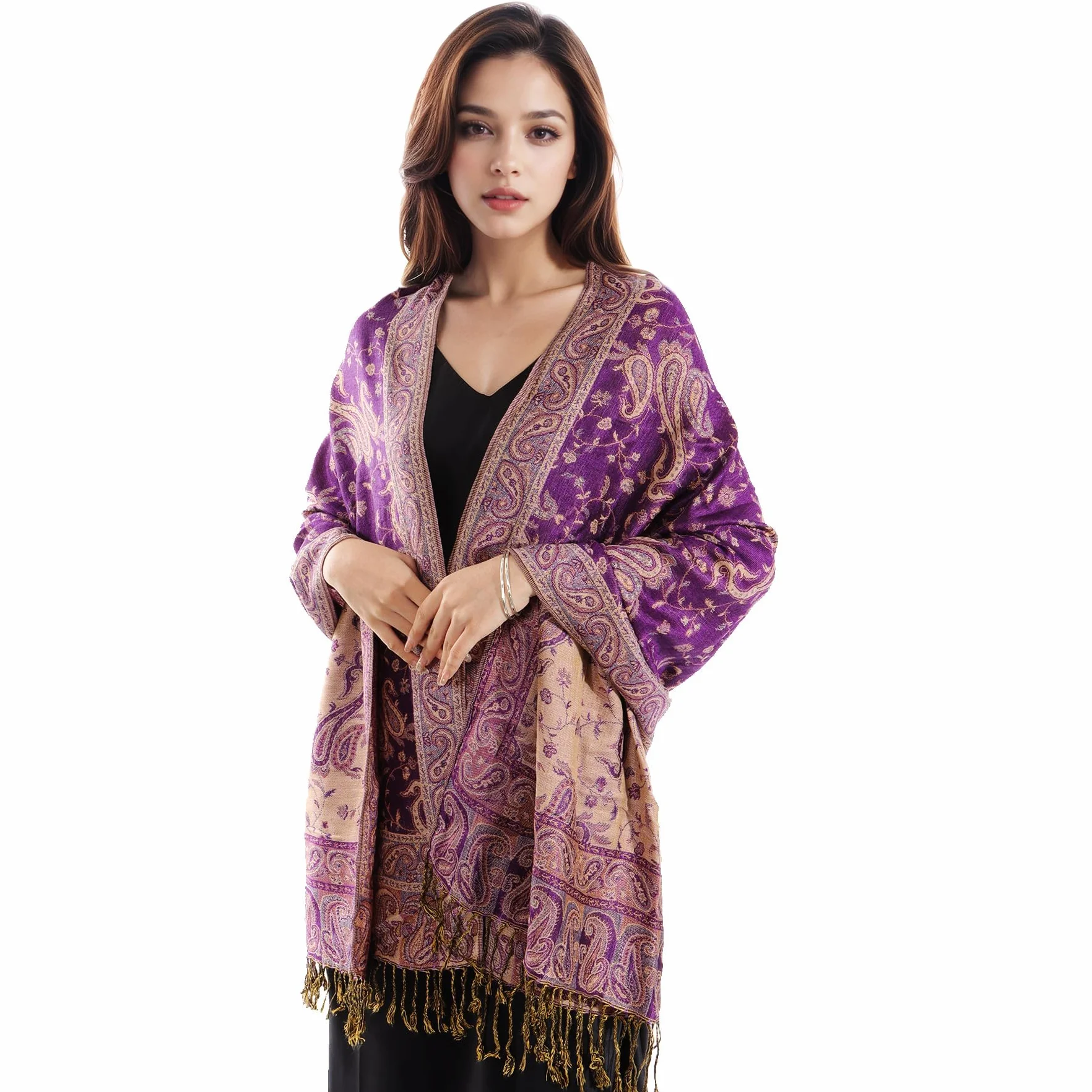 Kobiety Pashmina Szale i Chusty Szalik Miękki Jedwabisty Odwracalny Szaliki Paisley Szal dla Kobiet
