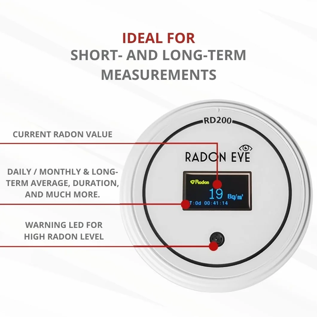 RadonEye-Set | + krótka instrukcja + wskazówki dotyczące pomiaru radonu + aplikacja na smartfon + certyfikat | Radon Eye RD200 - Profesjonalne urządzenie pomiarowe do
