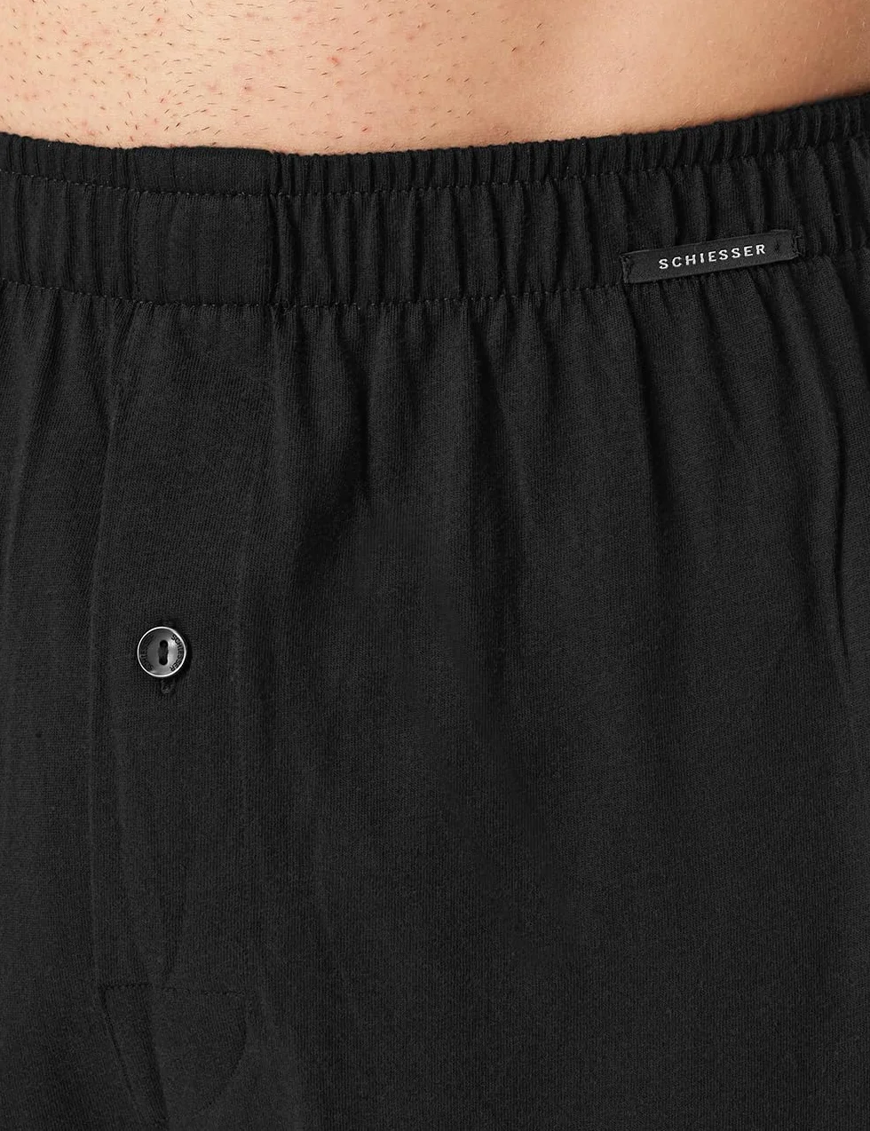 Schiesser - Single-Jersey bokserki męskie – 100% bawełna, luźne dopasowanie, funkcjonalna listwa guzikowa, Czarny_182426, 8