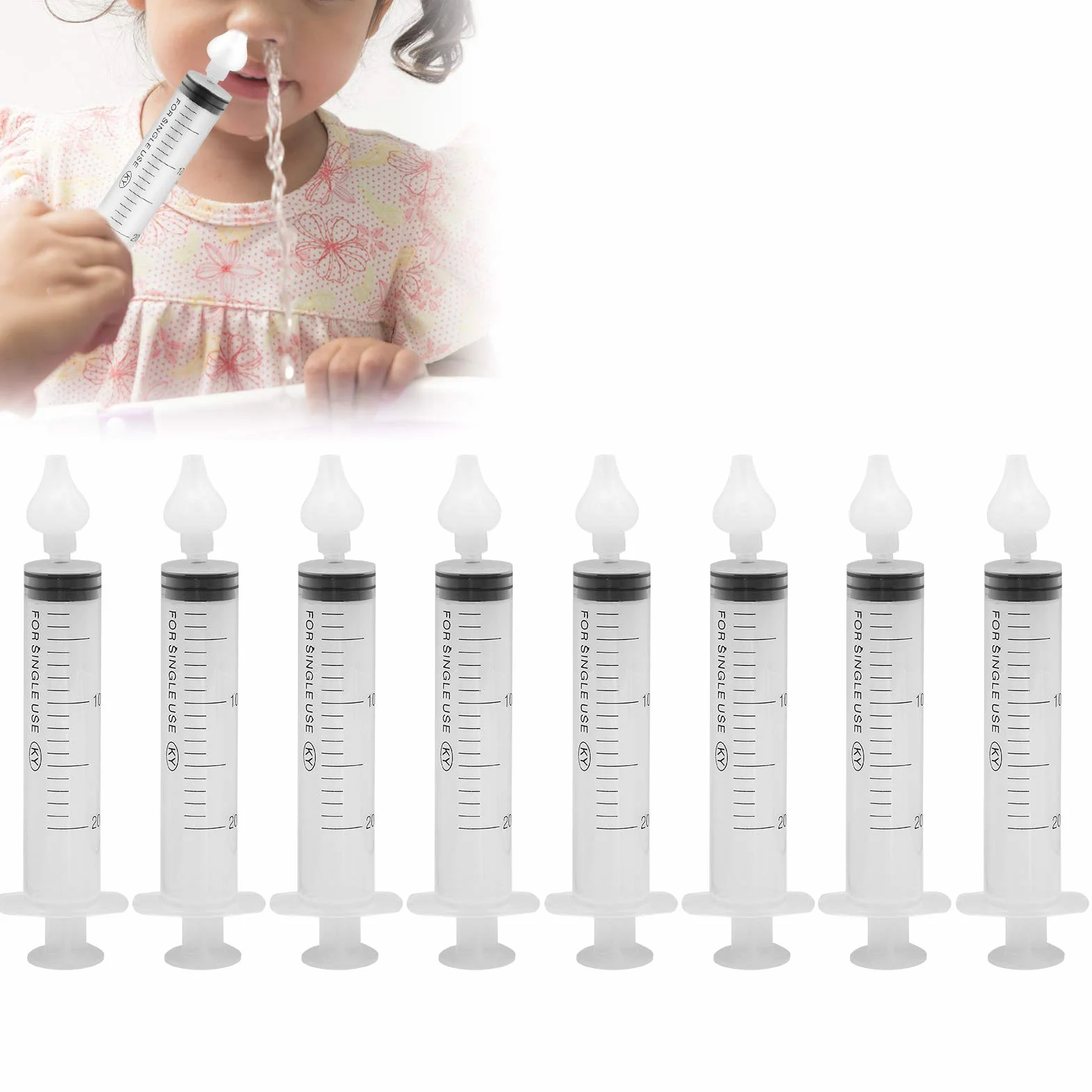 Irygator do nosa dla dzieci, 8 sztuk/zestaw 20 ml Wielofunkcyjna ulepszona myjka do nosa dla dzieci Specjalna myjka do nosa dla dzieci i niemowląt Nieżyt nosa irygator do nosa dla niemowląt8PCS