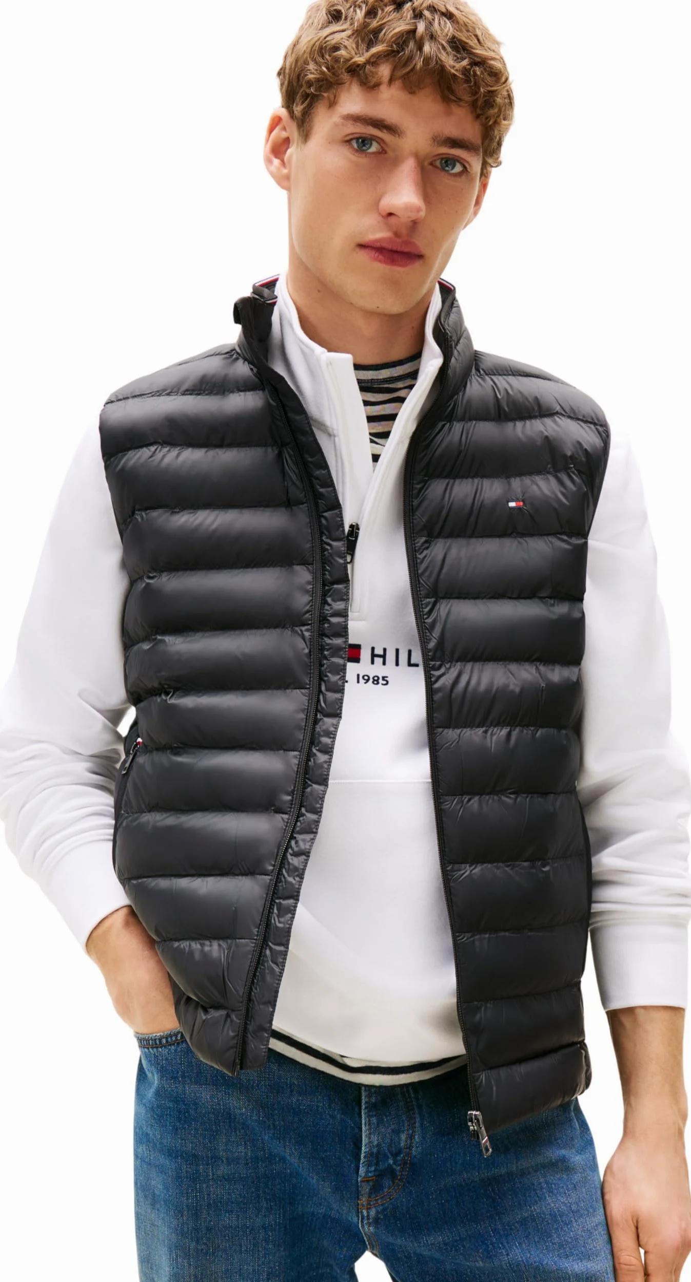 Tommy Hilfiger Męska kamizelka z recyklingu MW0MW39989, czarna, L, czarny (czarny), L