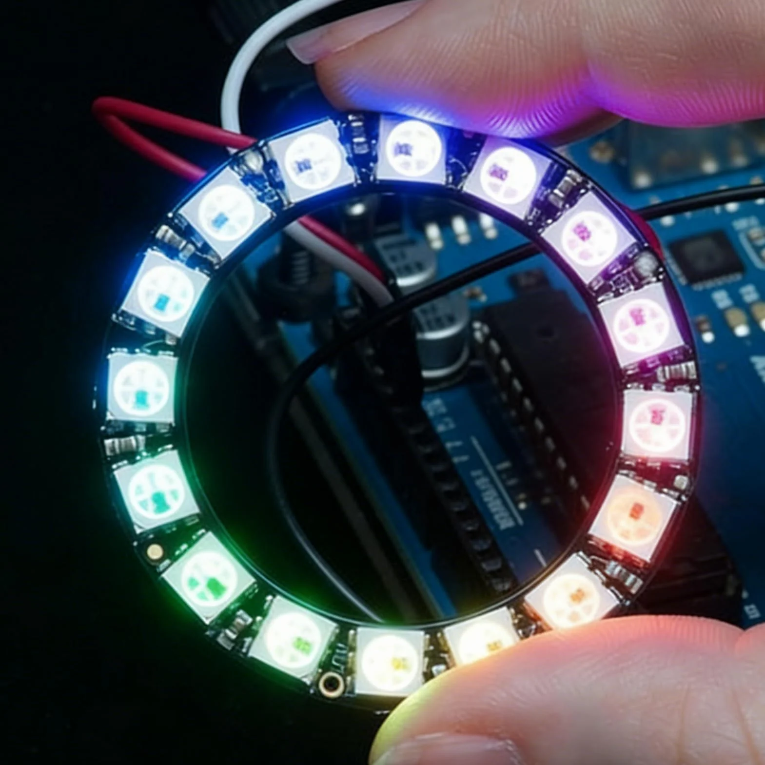 3 sztuki 5 V WS2812 RGB LED pierścień 12 bitów, możliwość indywidualnego adresowania, WS2812 5050 LED, średnica 50 mm, do projektów DIY, Raspberry Pi