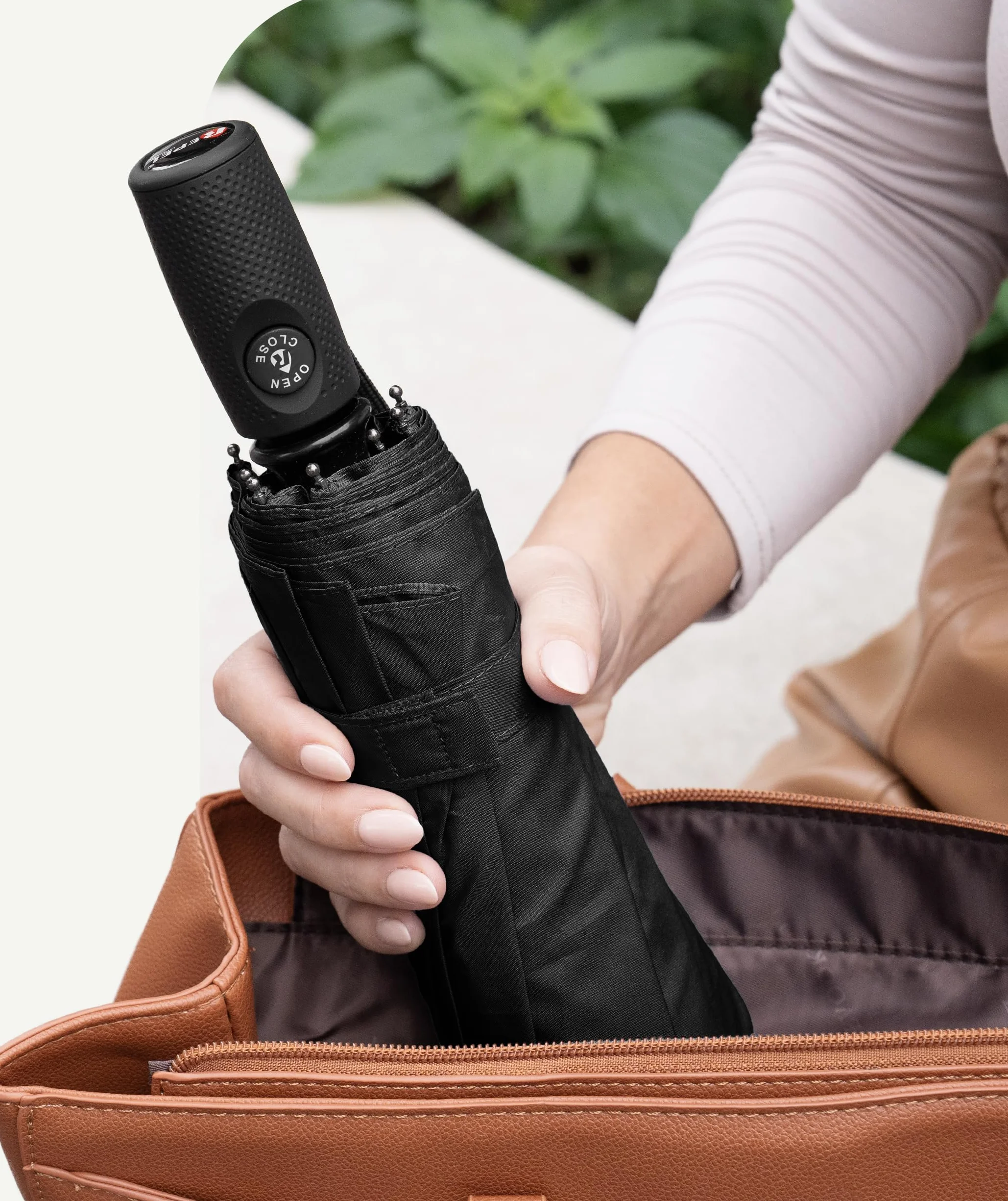 Repel Windproof Travel Umbrella Auto Open Close Compact Fiberglass Frame Waterproof
