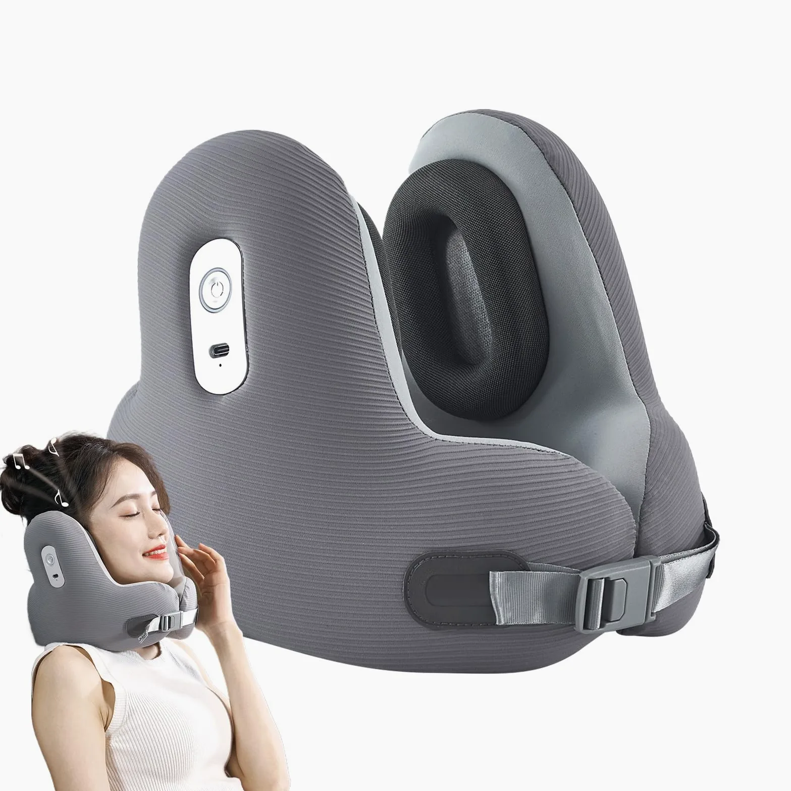 Podróżna poduszka pod szyję, miękka pianka, podróżna poduszka do spania, ergonomiczna poduszka z bezprzewodowym zestawem słuchawkowym dla kobiet, mężczyzn, dzieci, do studia, śpiących na pociągu