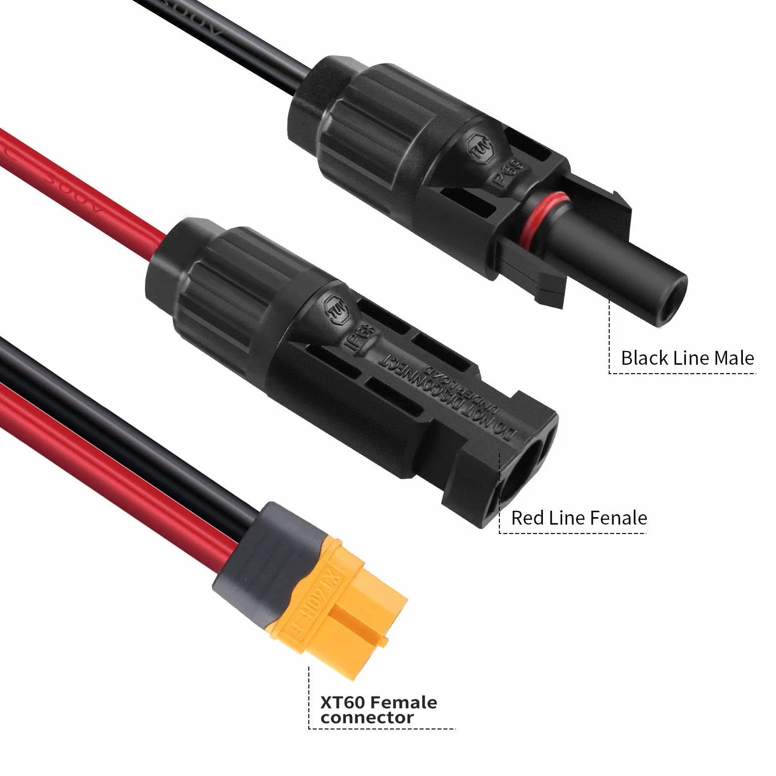 Solarny kabel do ładowania, wtyczka solarna na XT60, adapter wtyczka, panel słoneczny, przedłużacz 12 AWG, kompatybilny z Ecoflow DELTA River 2 Max Pro Mini Bluetti, generator solarny
